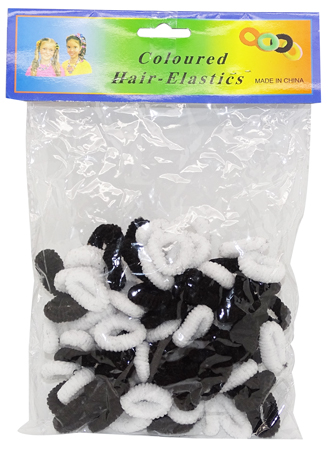 Coloured Hair Elastics Enfants Petite # Noir Et Blanche