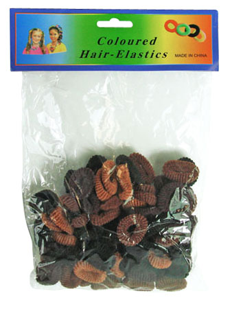 Colored Hair Elastics Enfants # Foncee Brun, Noir Et Beige