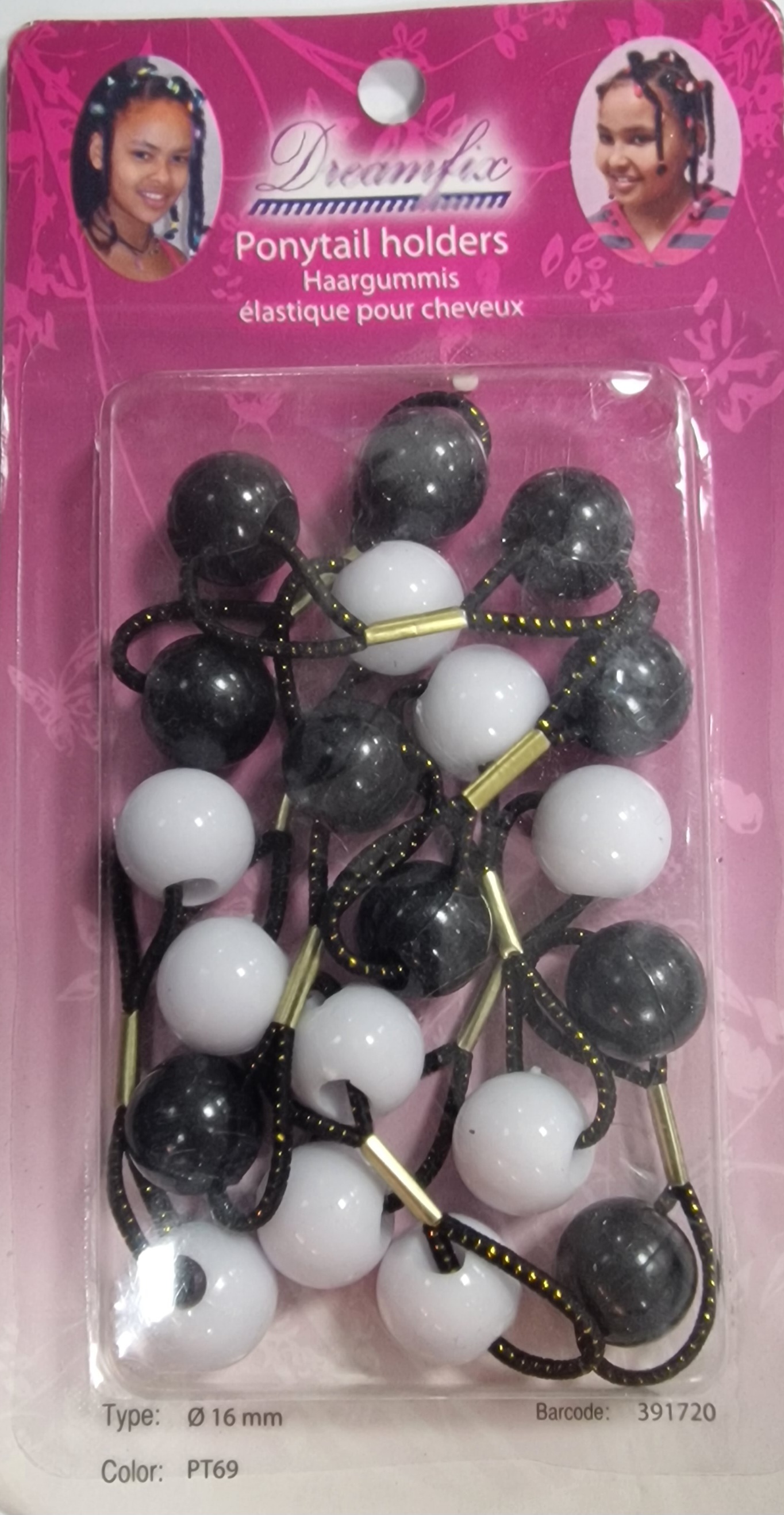 Elastiques noir et blanc pour cheveux