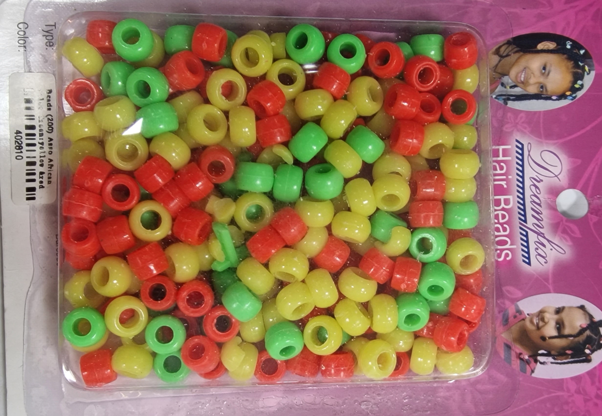 Perles de cheveux en rouge vert jaune petite