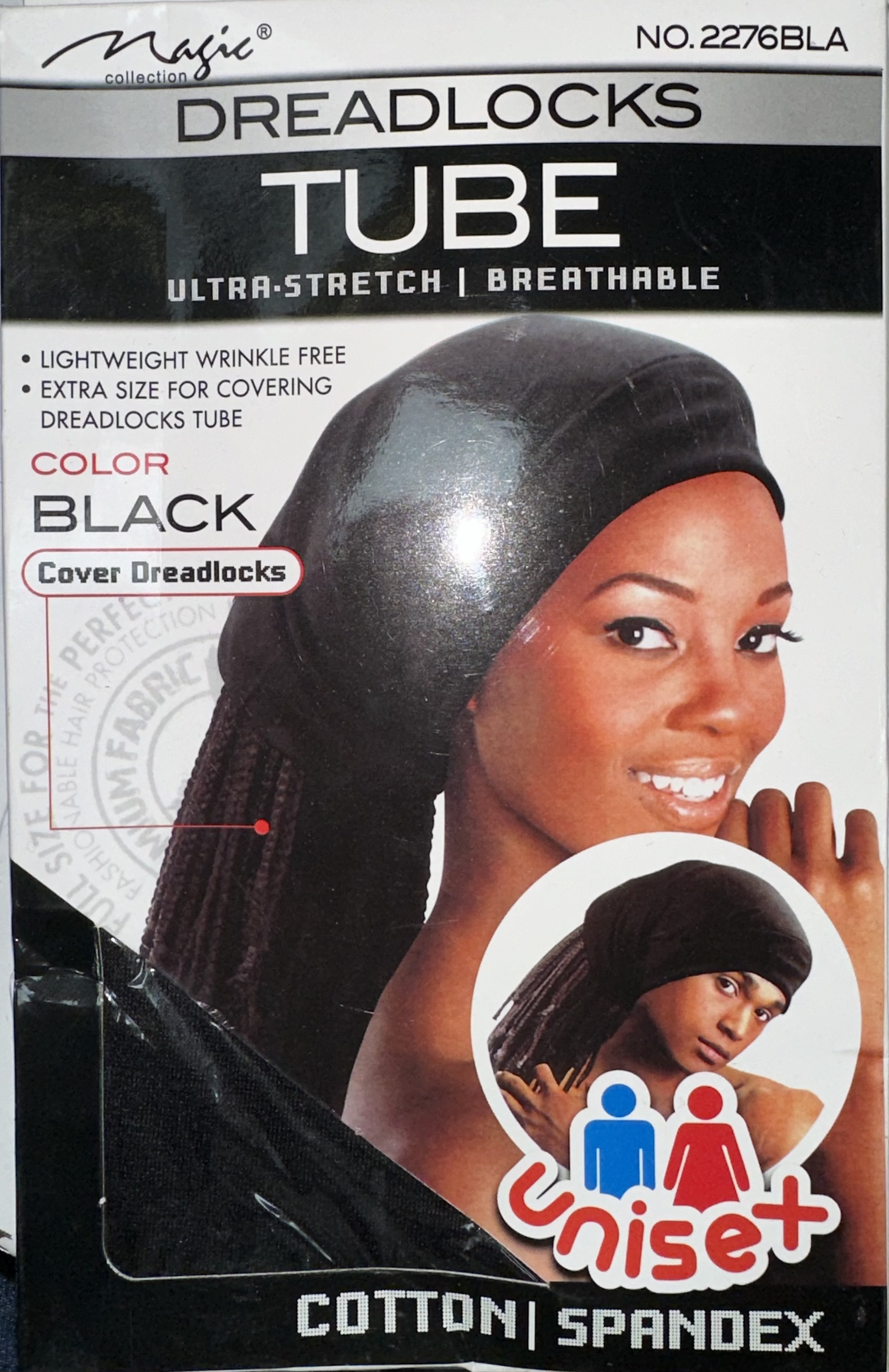 2276BLA Magic drealocks tube cotton noir