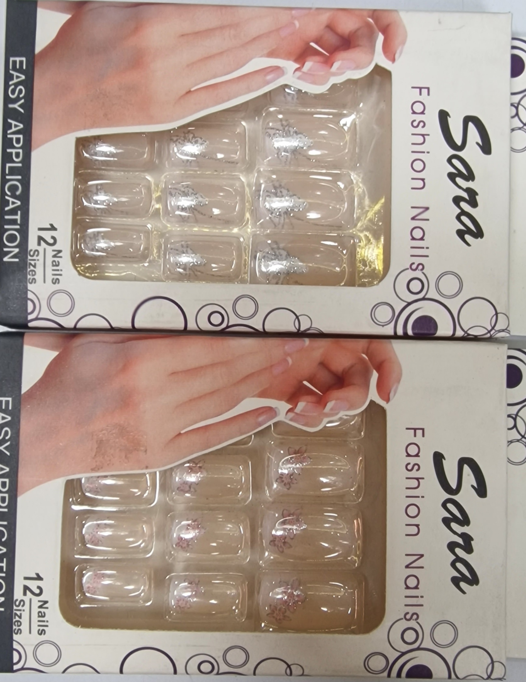 Sara Faux Ongle # Transparent Avec Fleur