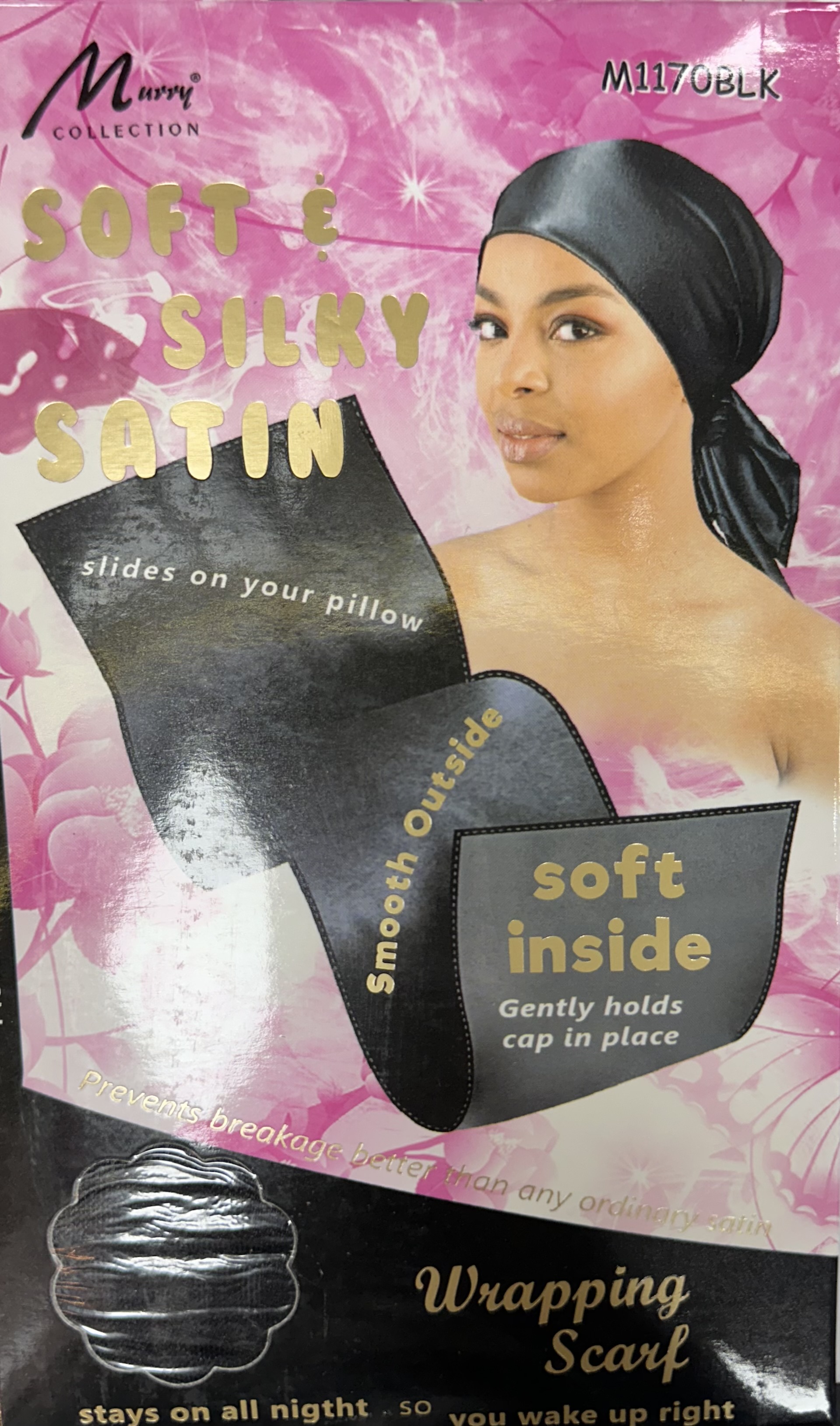 M1170blk murry wrapping scarf satin noir