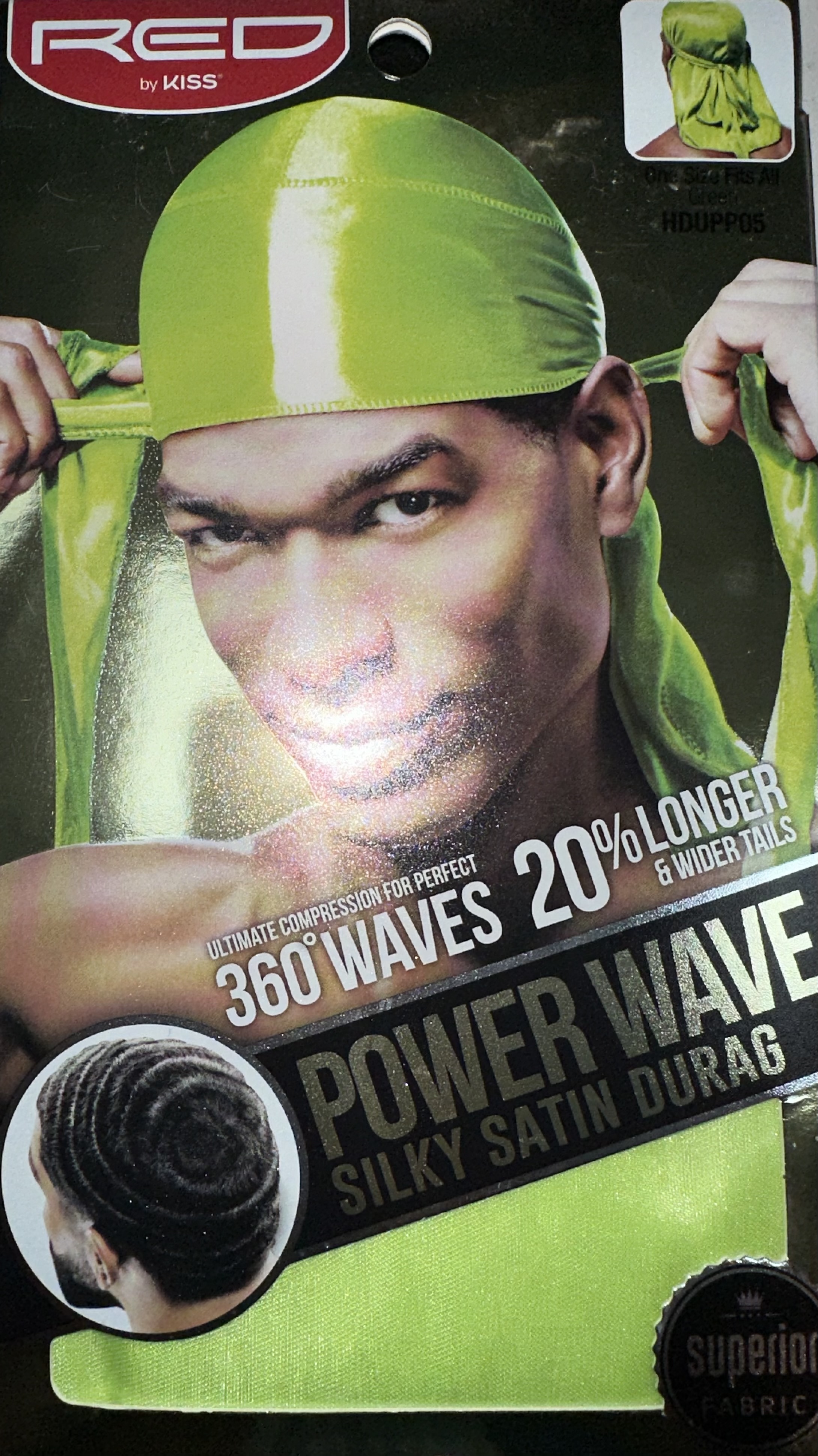 Hdupp05 red silky satin durag green