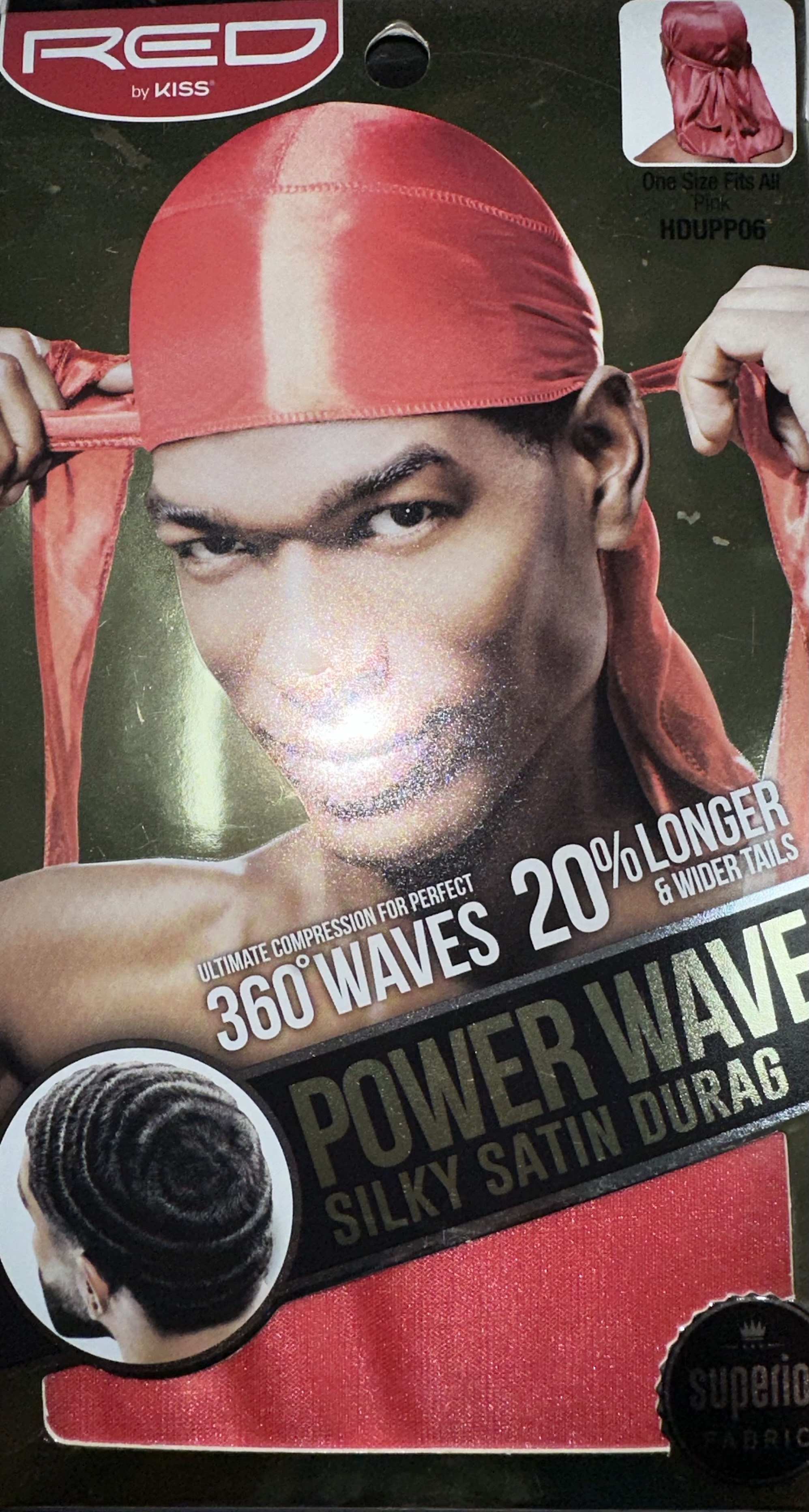 Hdupp06 red silky satin durag rose