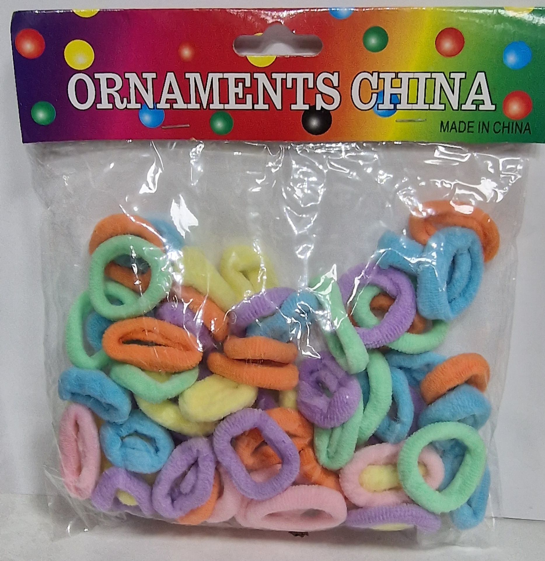 Ornaments China Chouchous Enfants # Clair Blue, Jaune, Rose, Vert, Orange