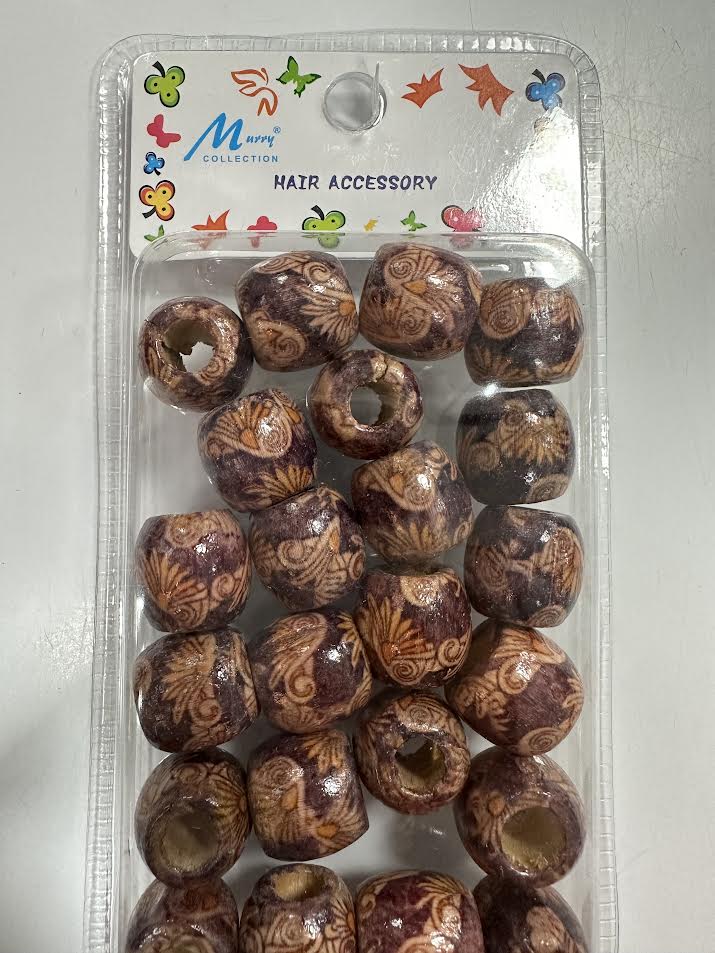 Perles de cheveux en bois 02