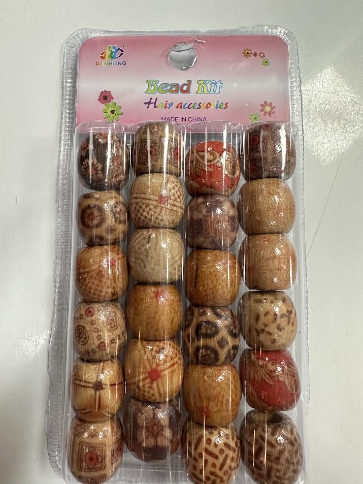 Perles de cheveux en bois 03