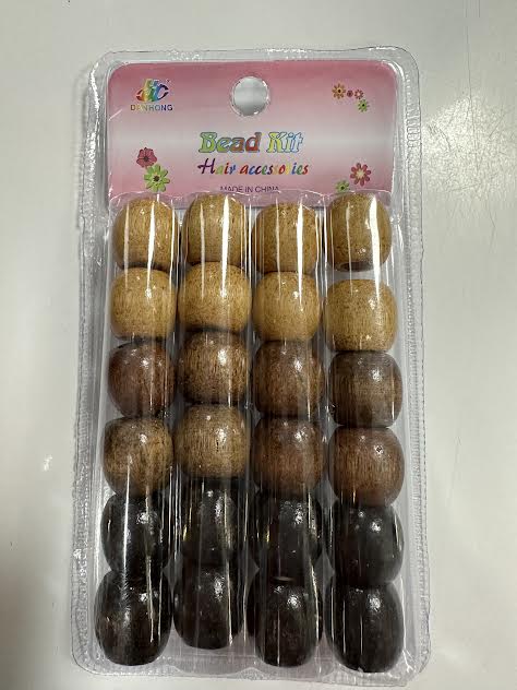 Perles de cheveux en bois 06
