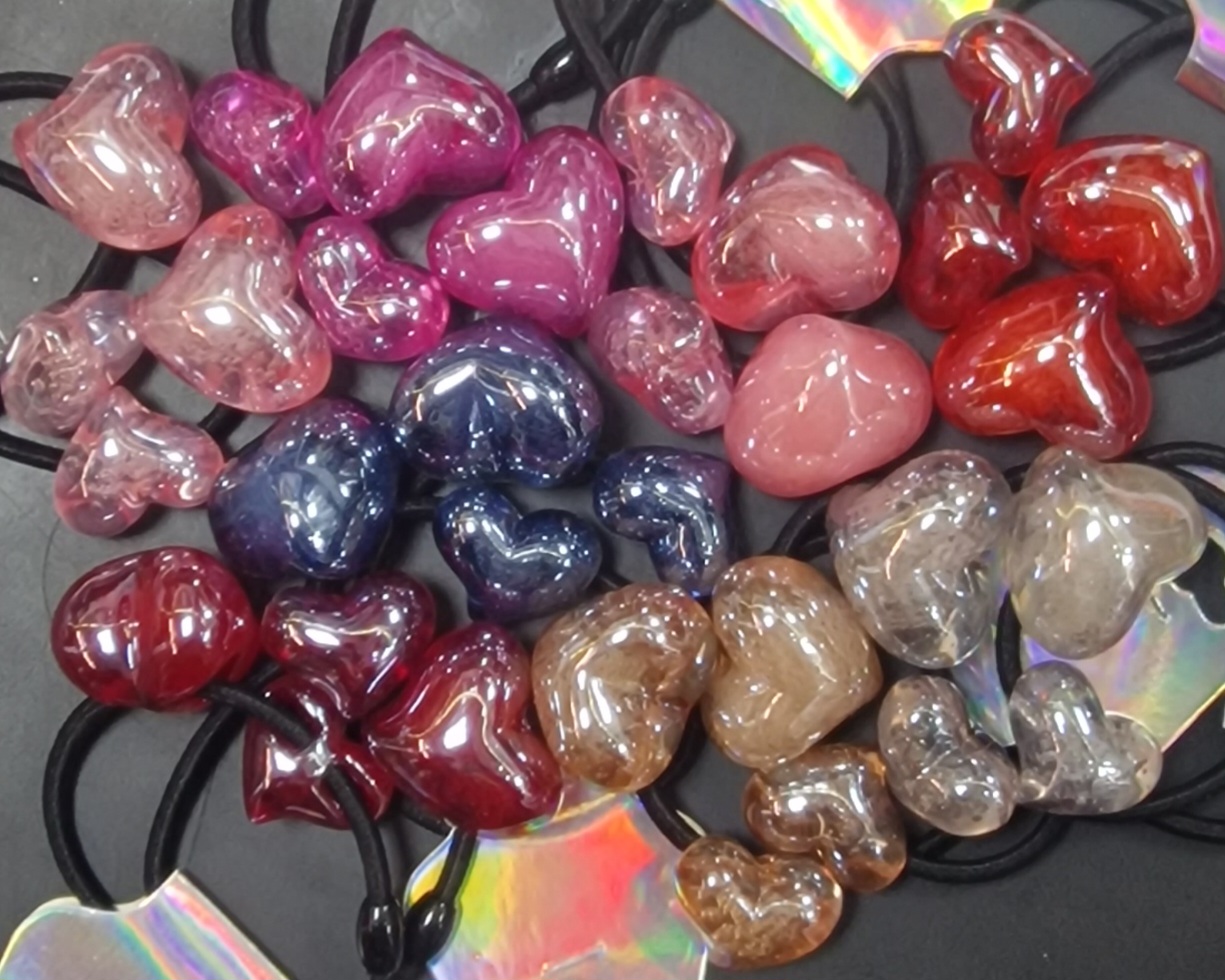 Chouchous Enfants Motif De Coeur # Transparent Multicolor Avec Paillette