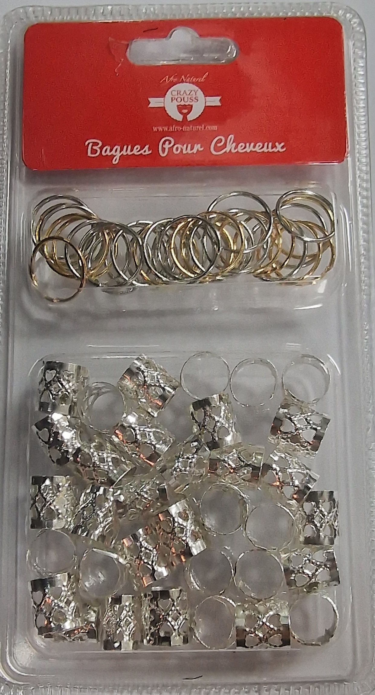 Bagues avec anneaux pour cheveux argent 01