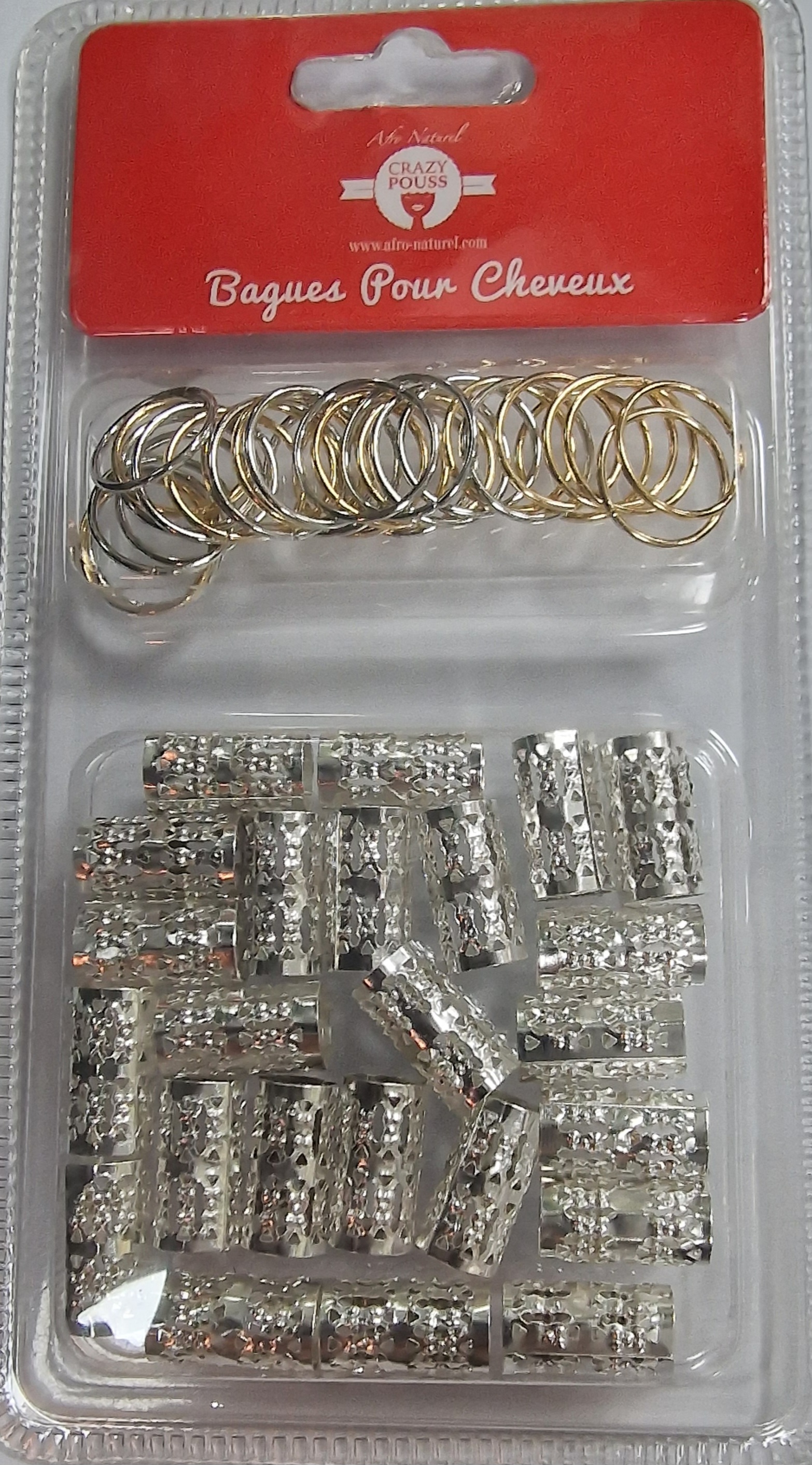 Bagues avec anneaux pour cheveux argent long