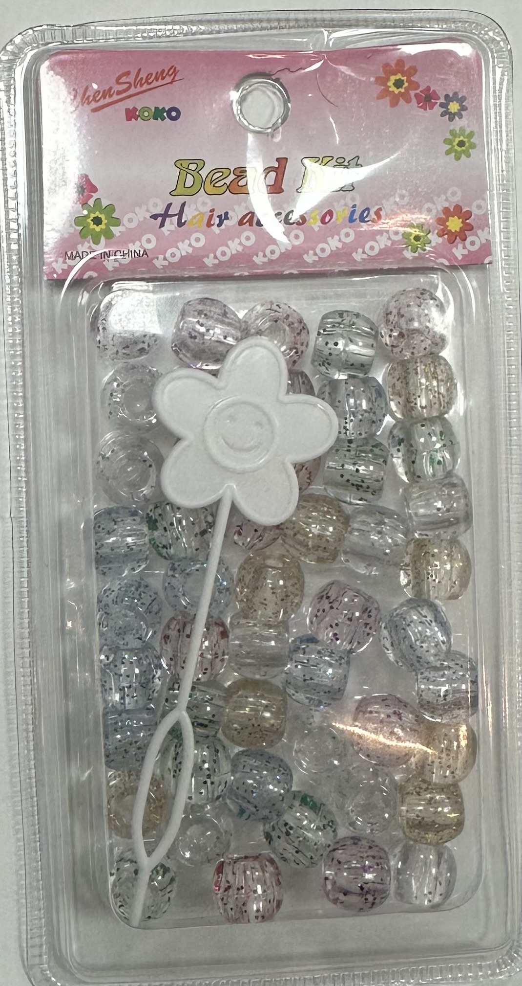 Perles rondes transparent a paillettes color