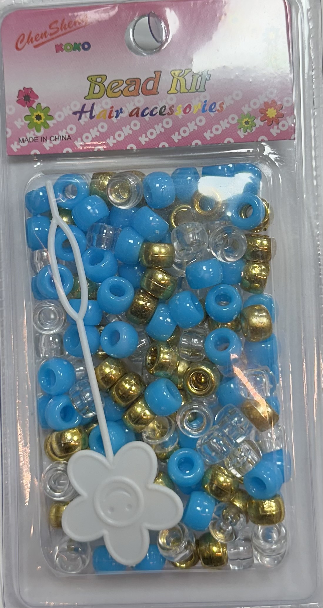 Perles rondes bleu doree transparent petit