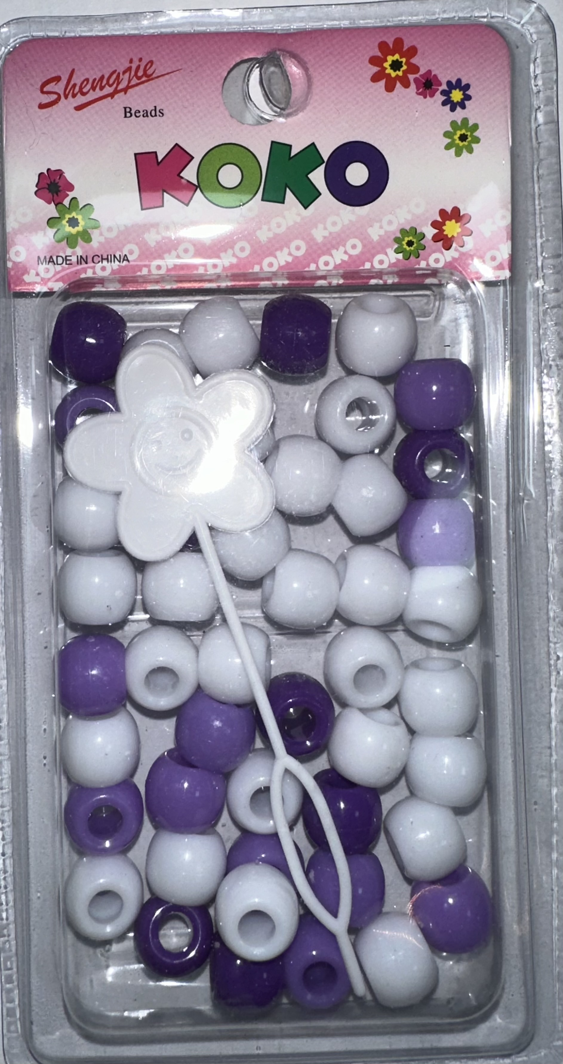 Perles rondes blanche violet