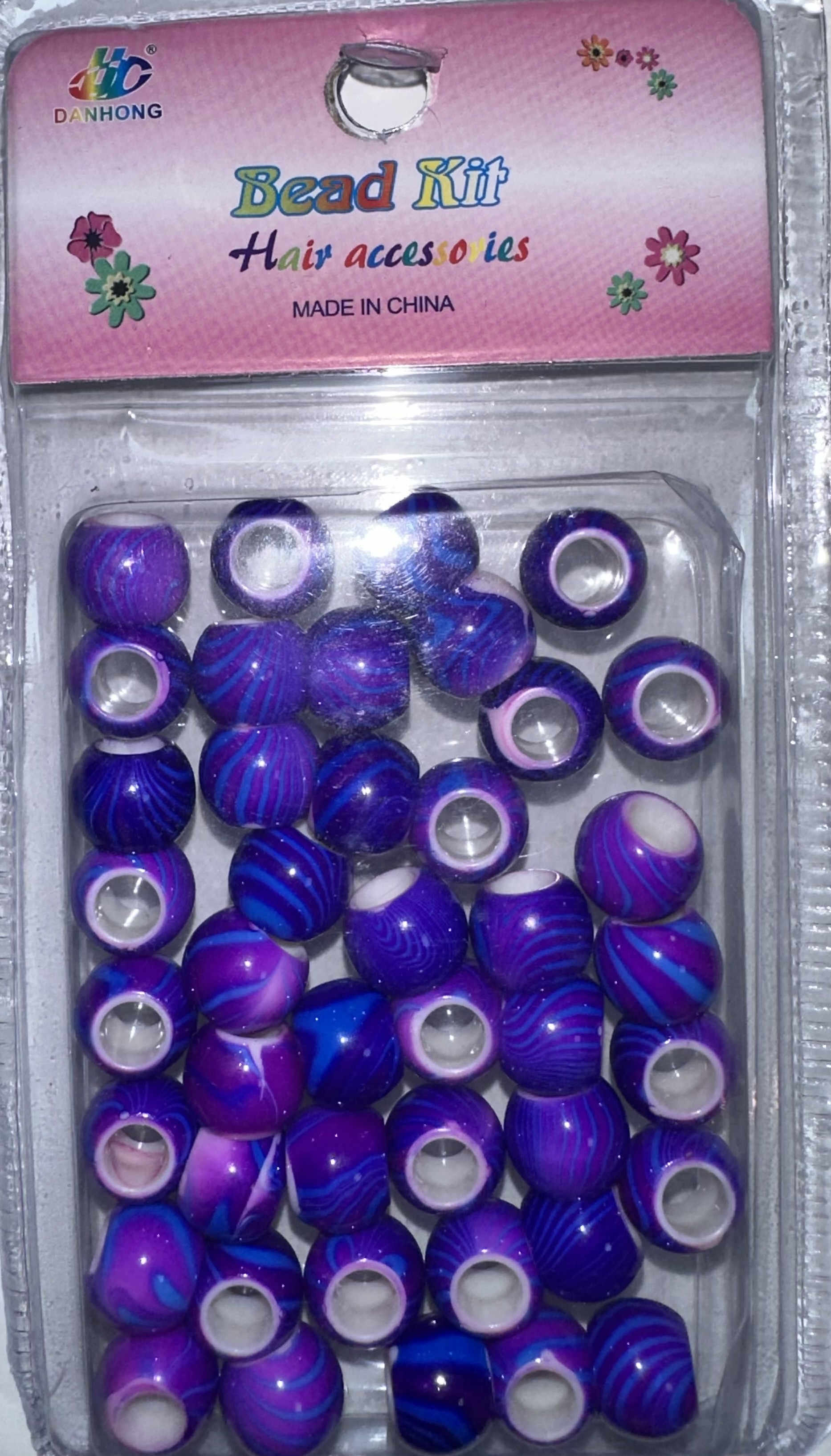 Perles rondes motif couleur violet