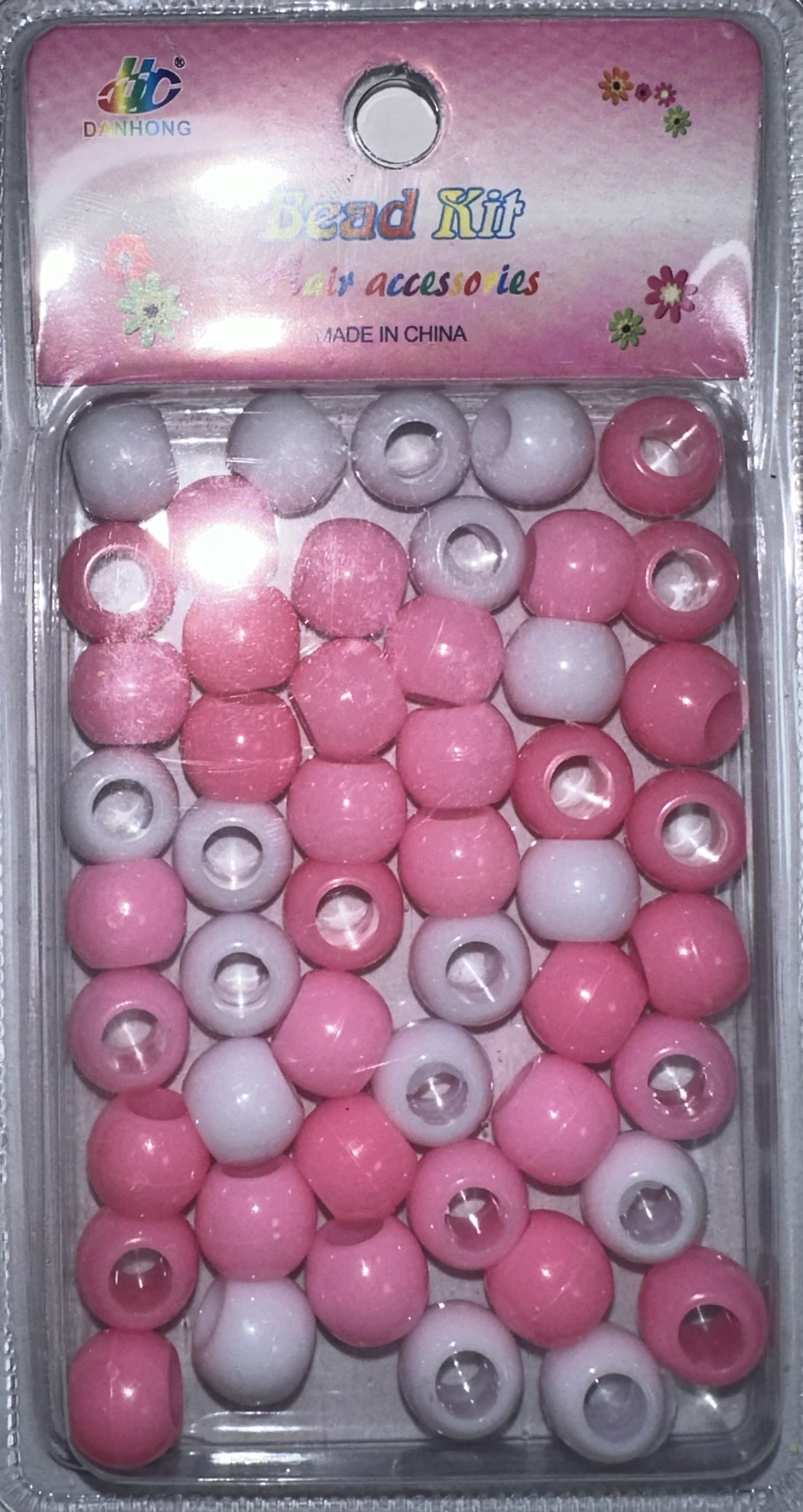 Perles rondes rose blanche