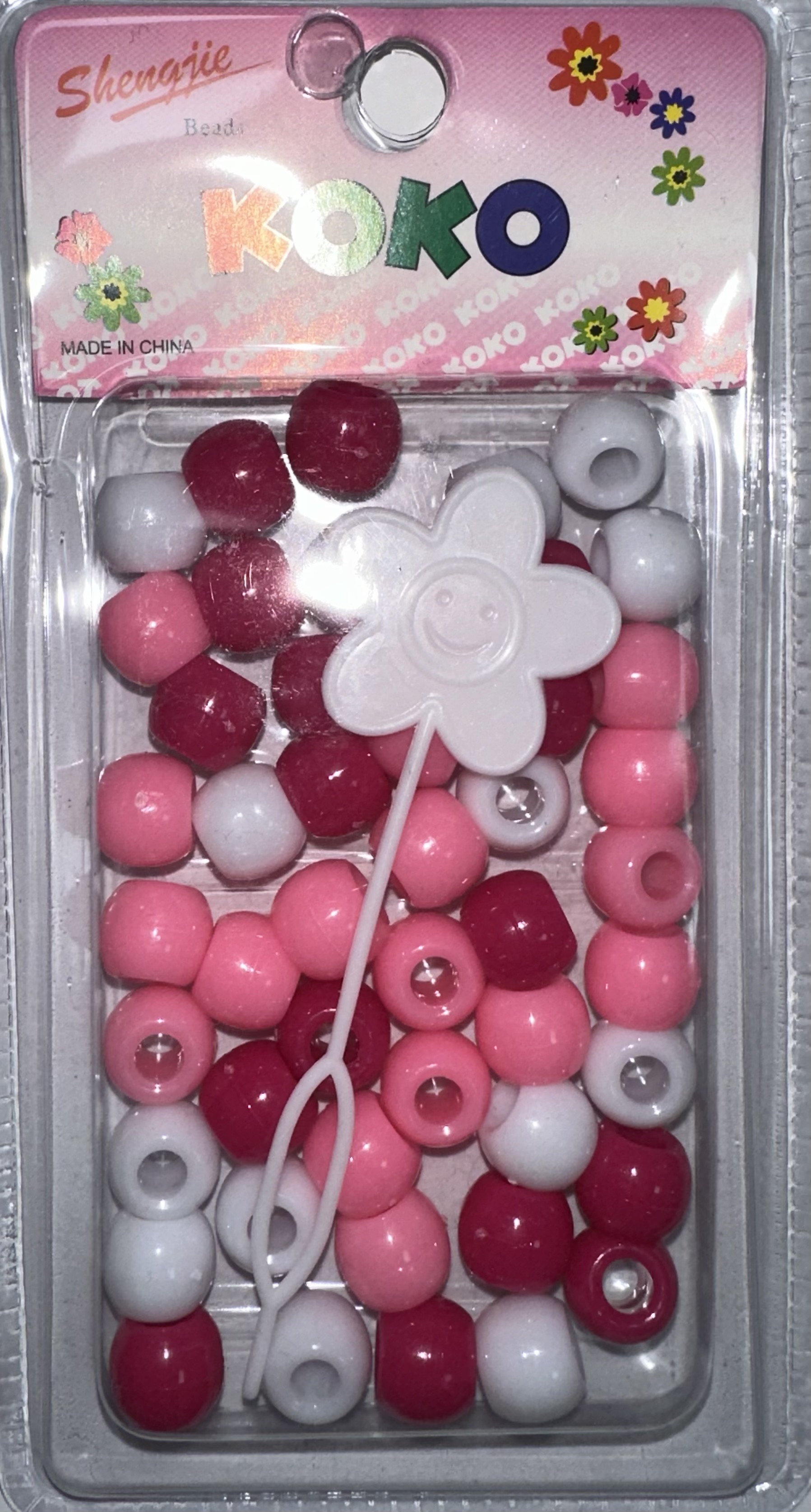 Perles rondes rose blanche fuchsia