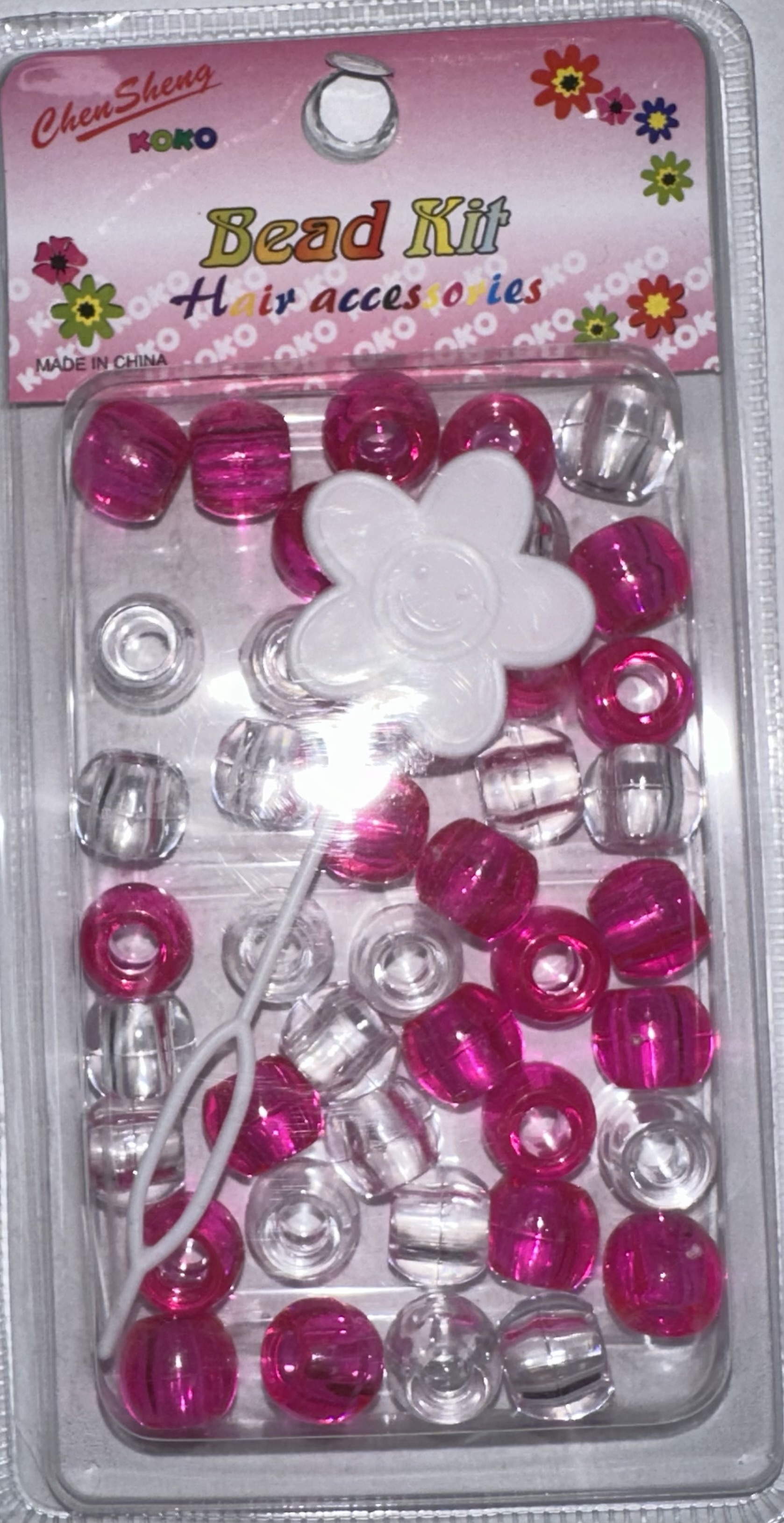 Perles rondes transparents fuchsia