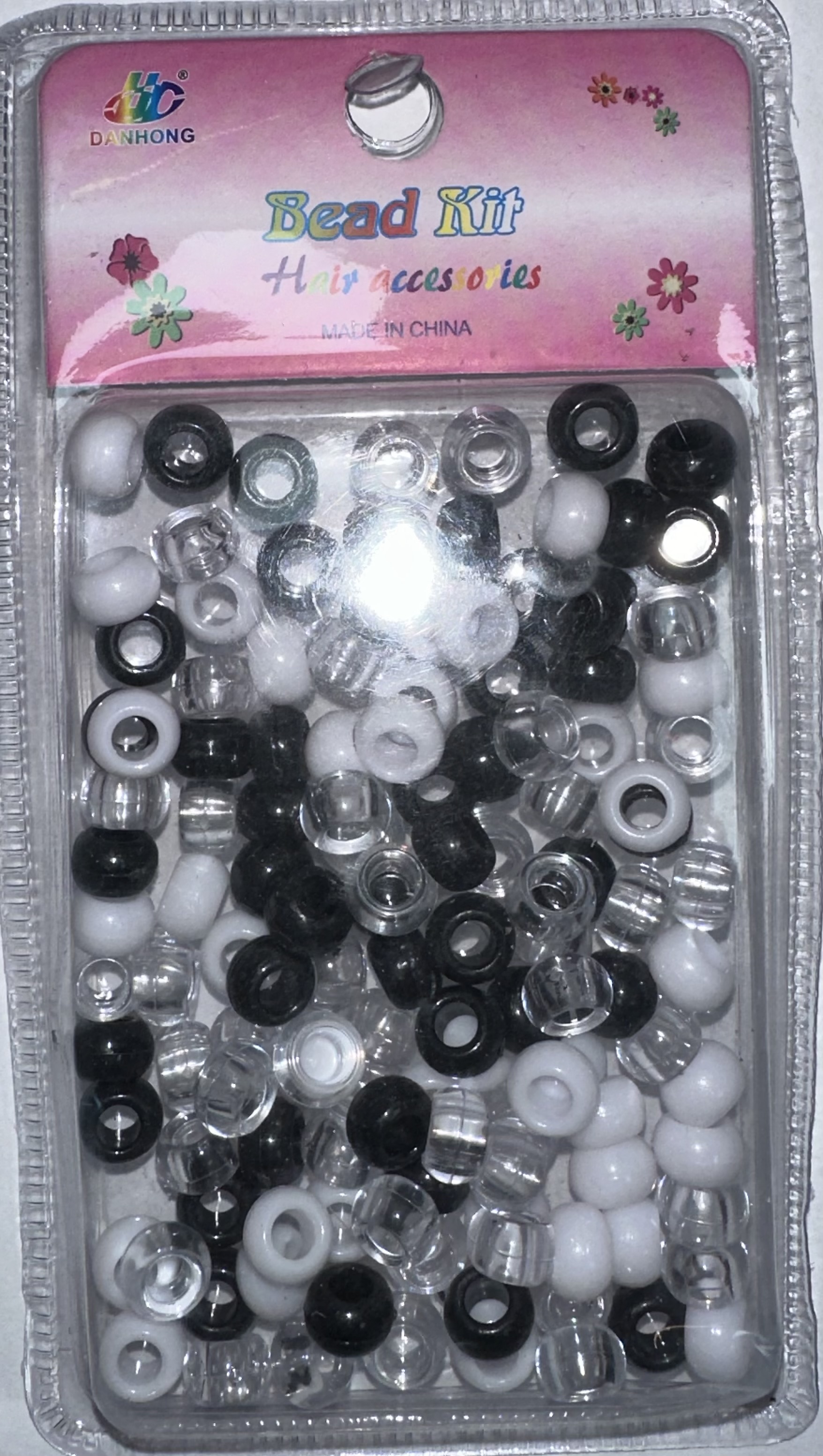 Perles rondes transparents blanc noir petite
