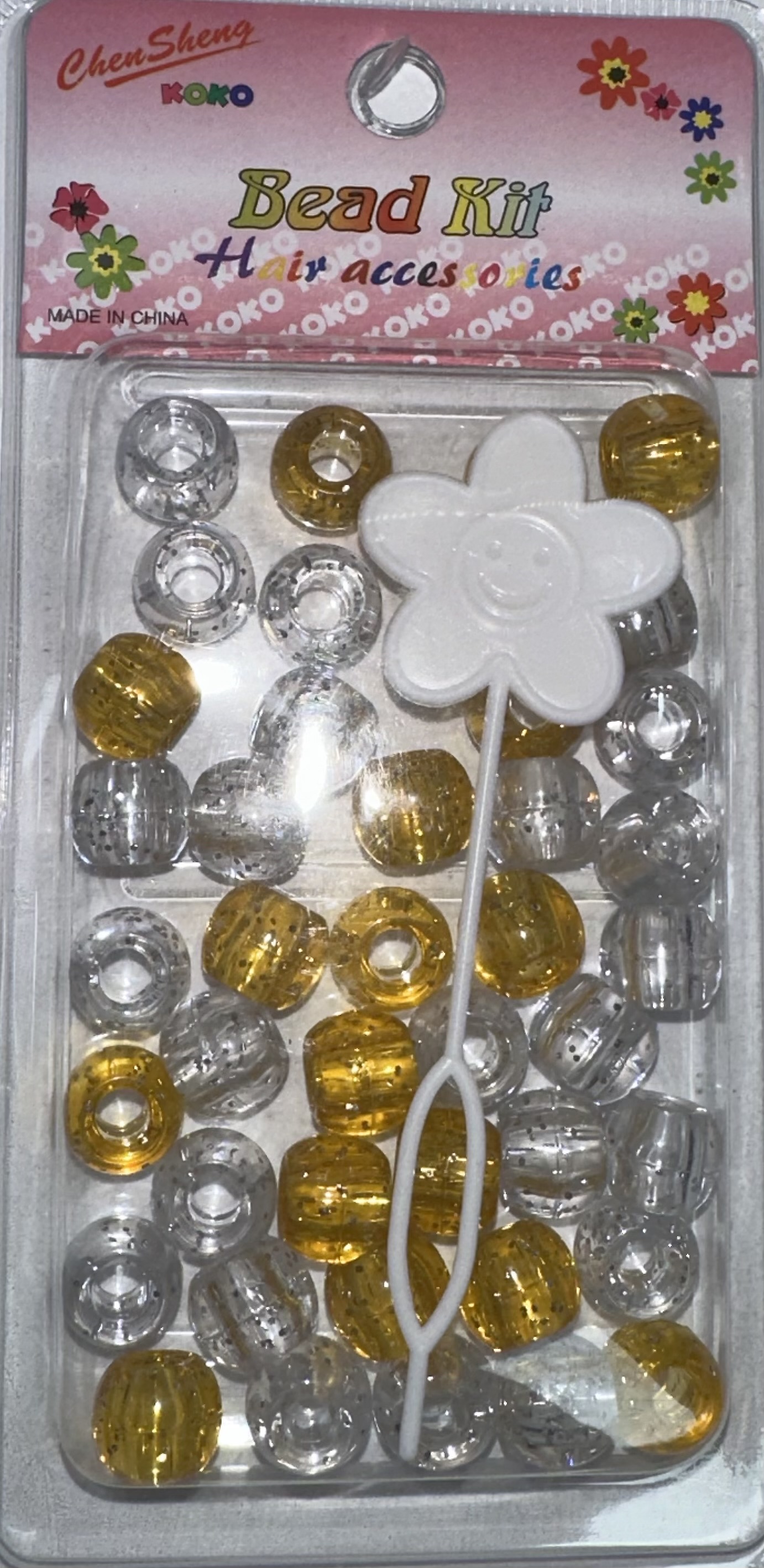Perles rondes transparents doree avec paillettes