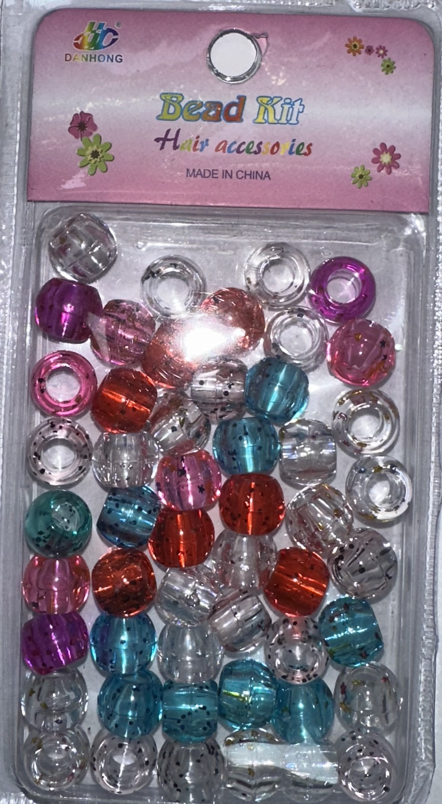Perles rondes transparents multicolore paillettes