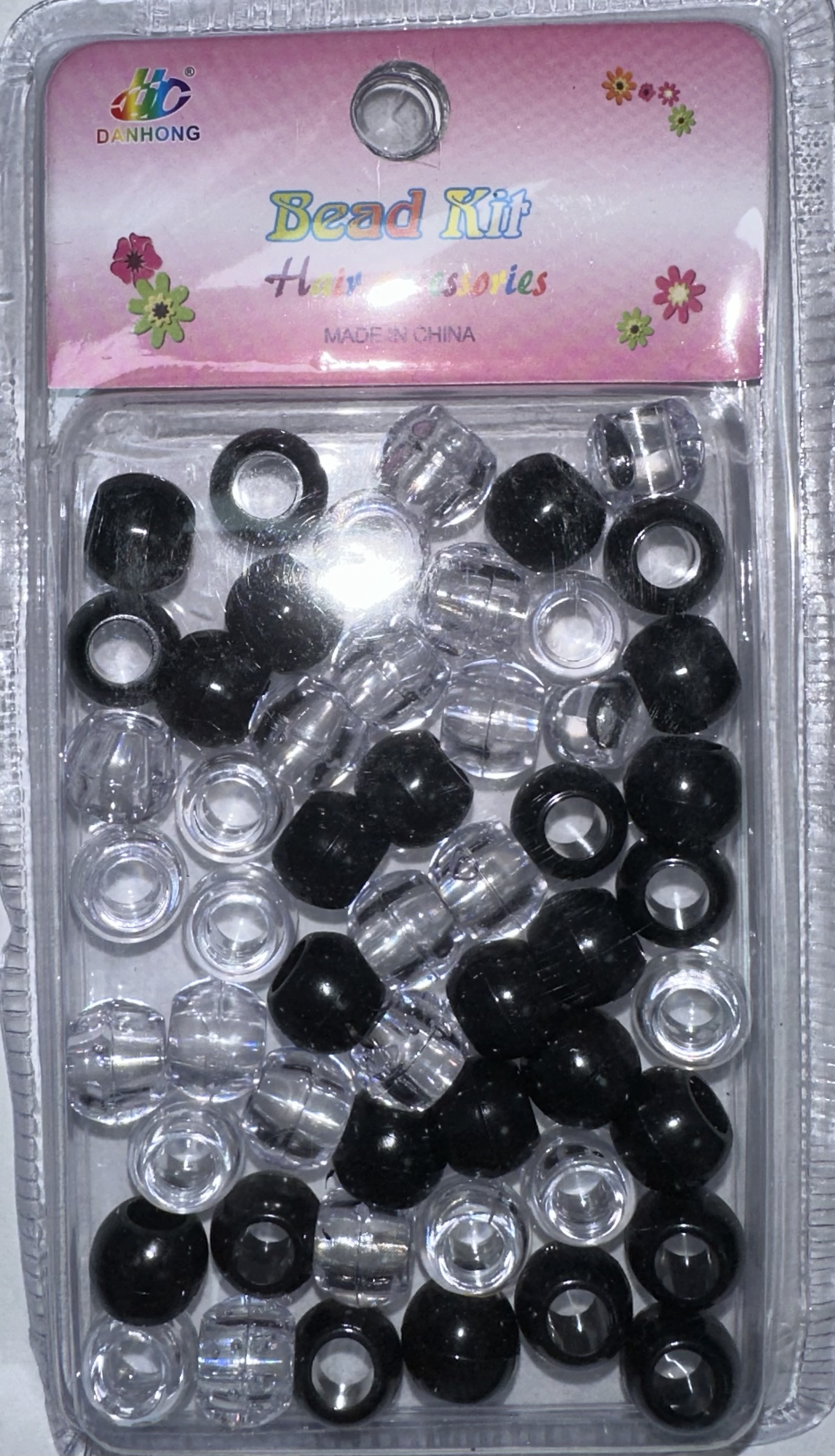 Perles rondes transparents noir