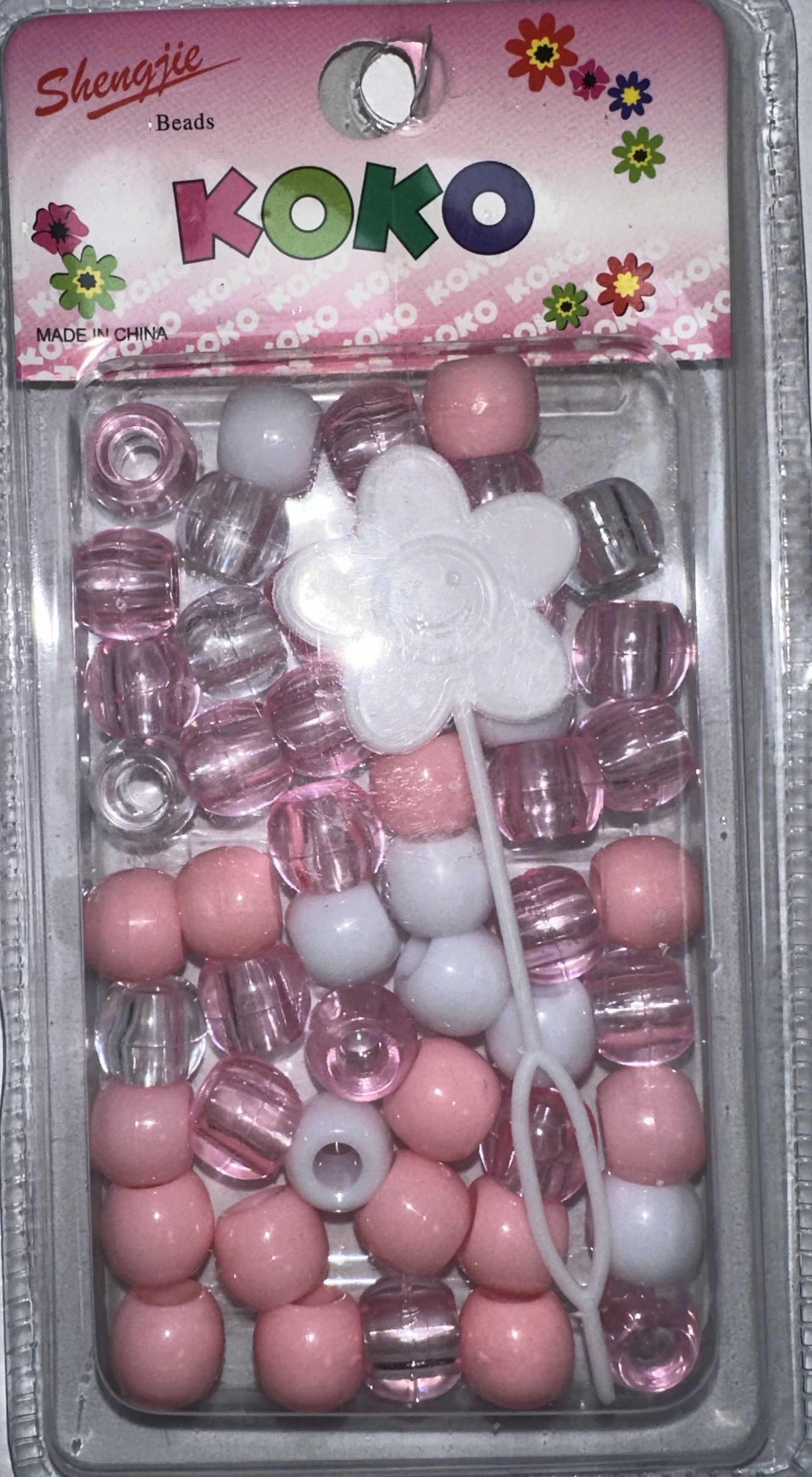 Perles rondes trasparents rose blanche