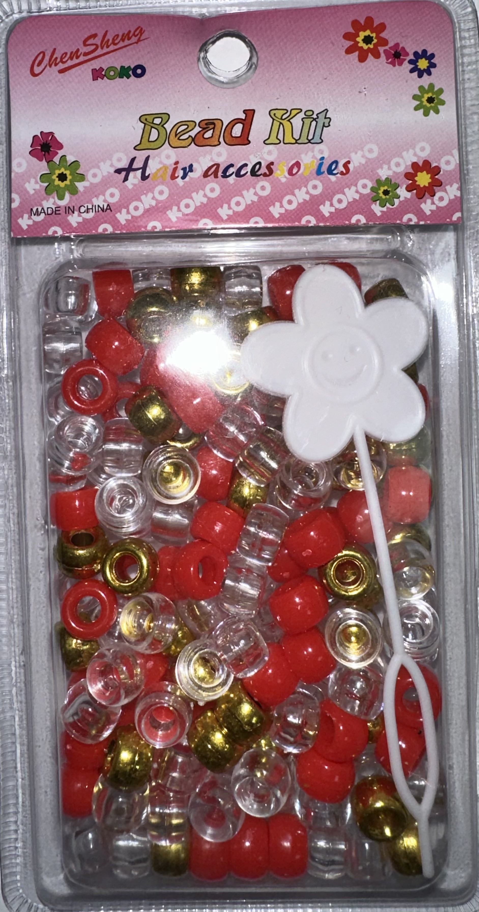 Perles rondes transparents rouge doree petite