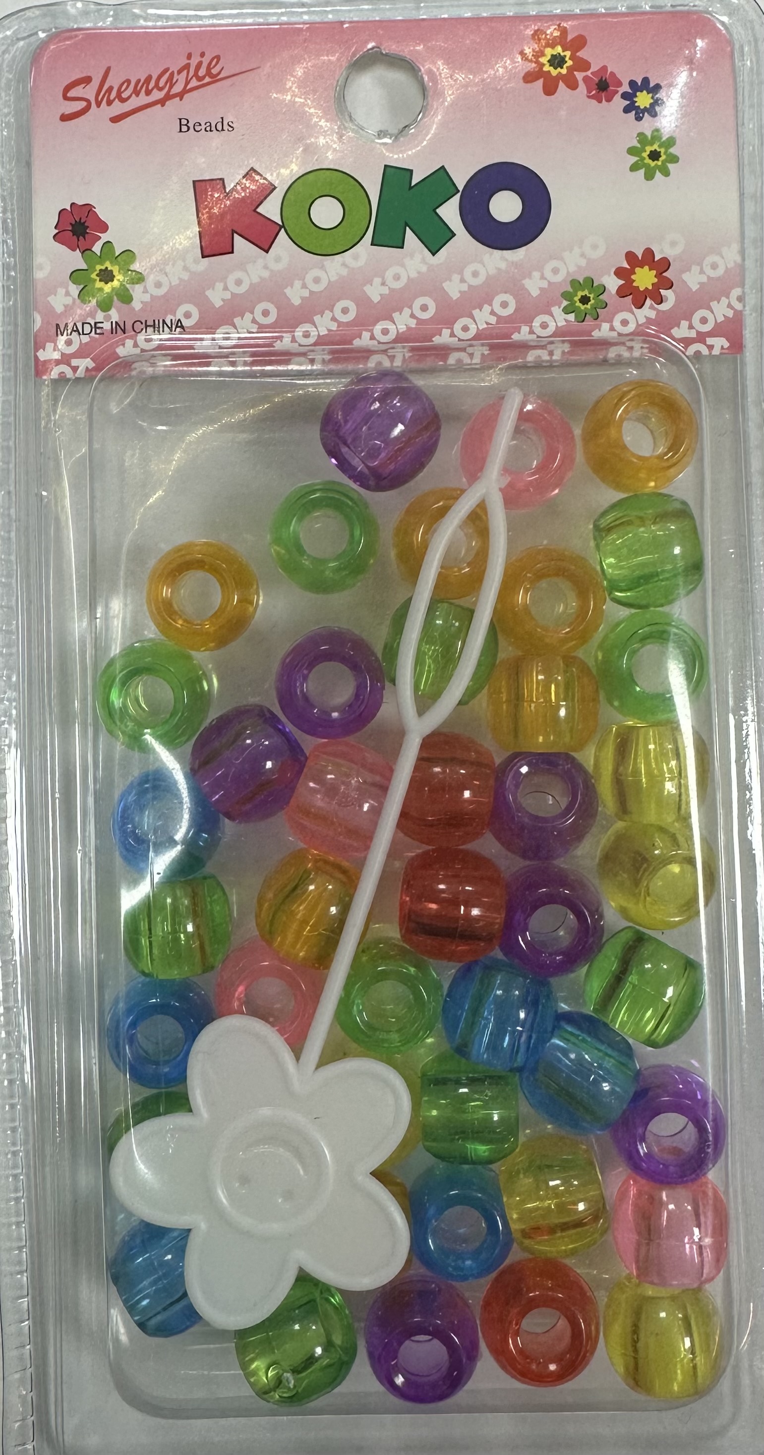 Perles rondes transparents multicolors