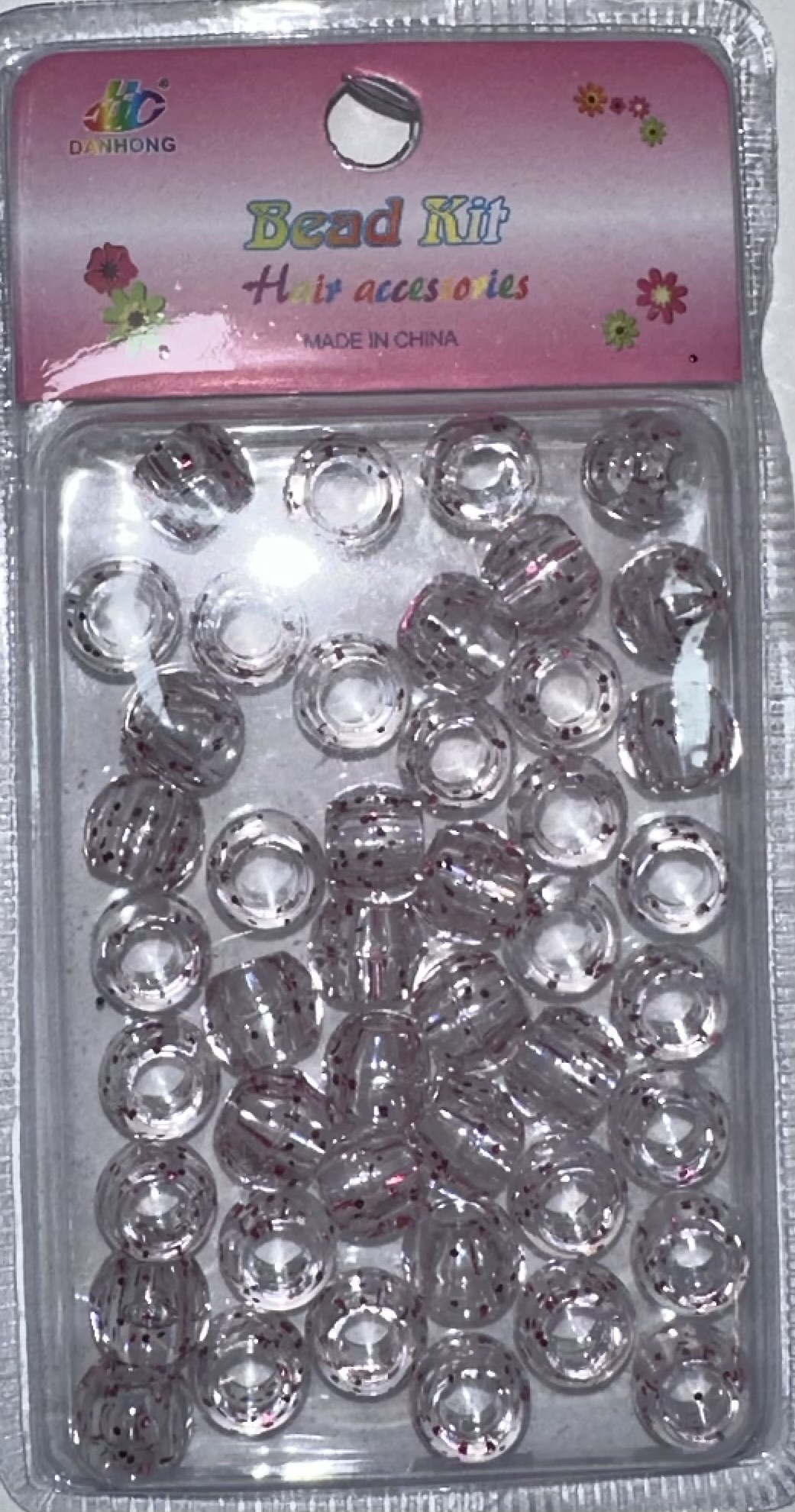 Perles rondes transparents paillettes rouge