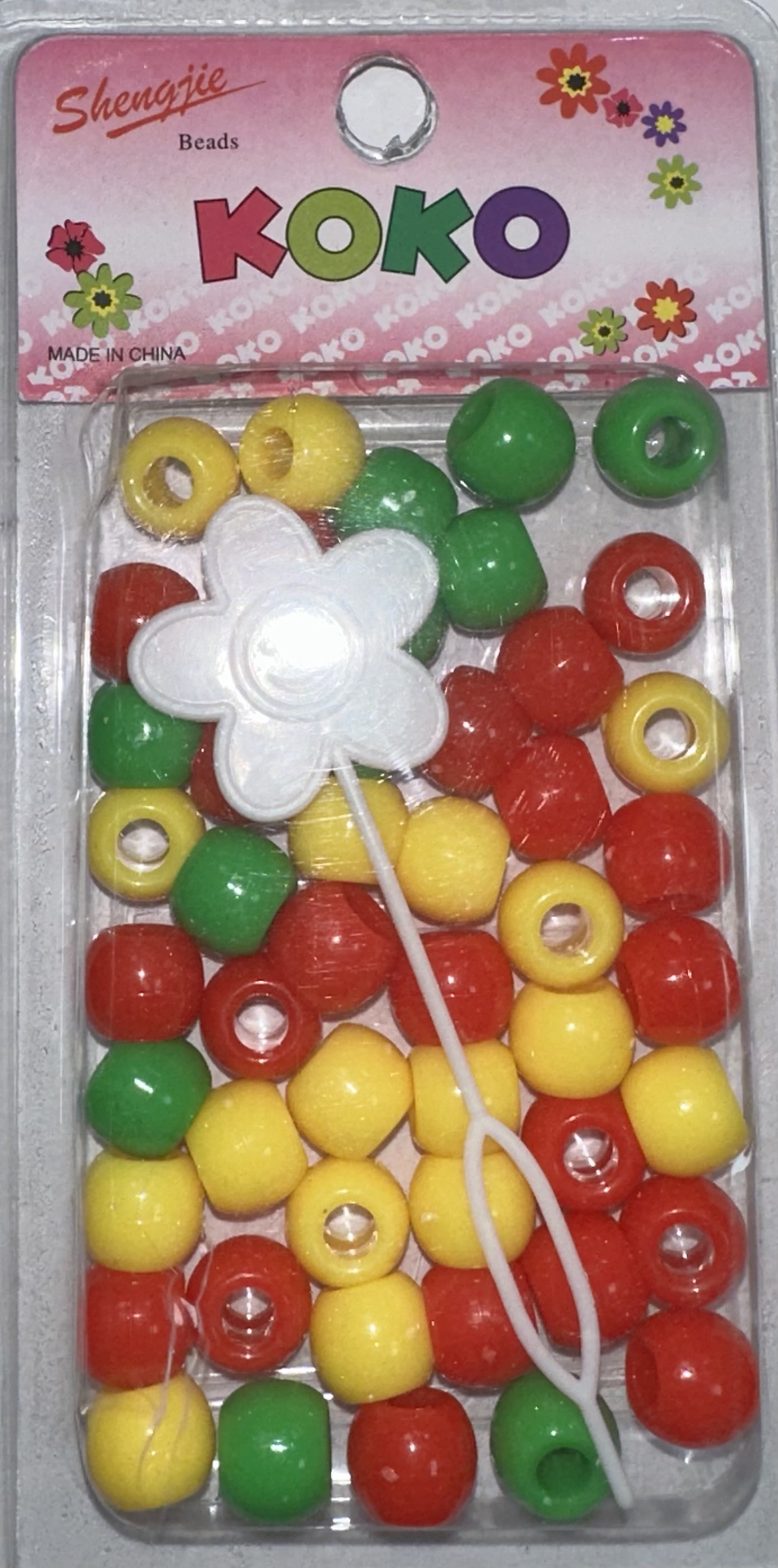 Perles rondes vert jaune rouge grande