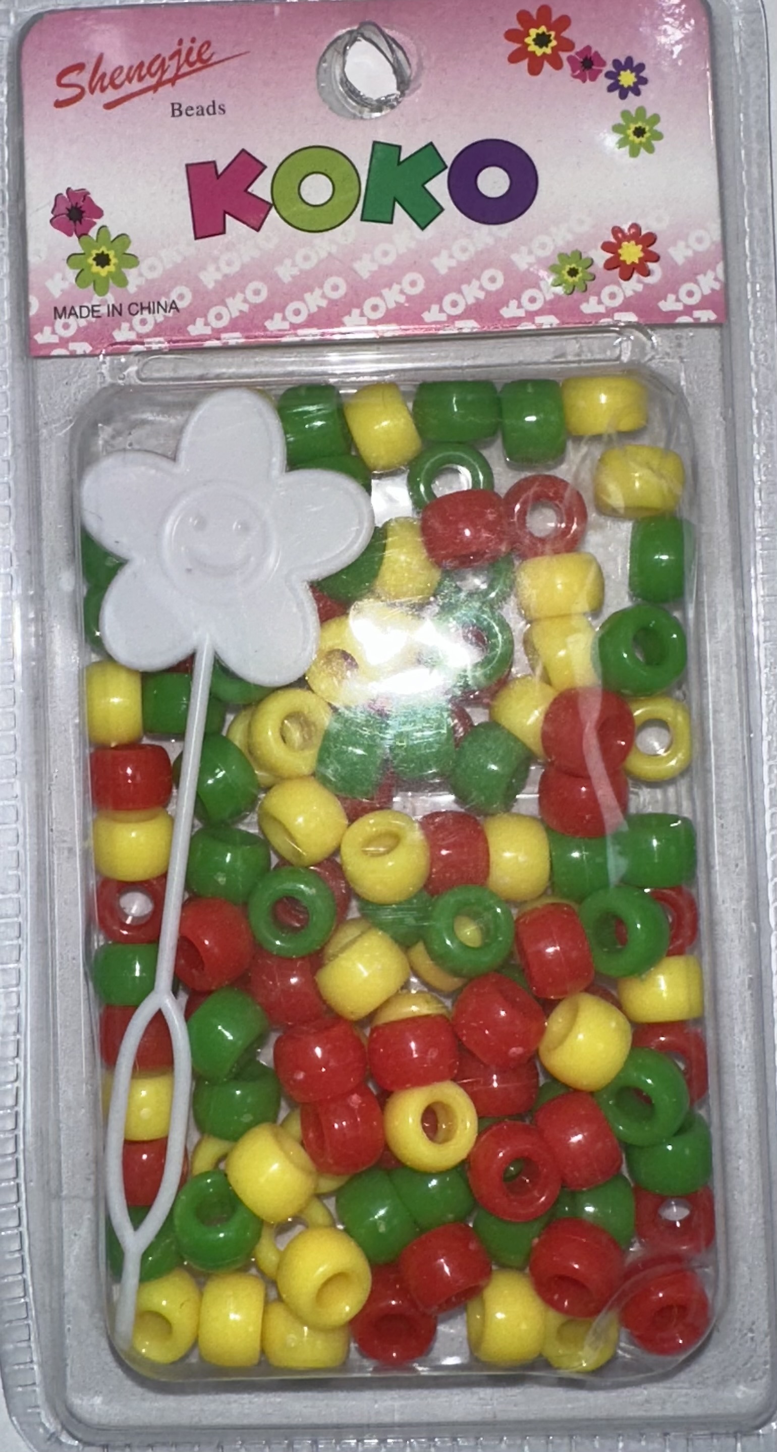 Perles rondes vert jaune rouge petite