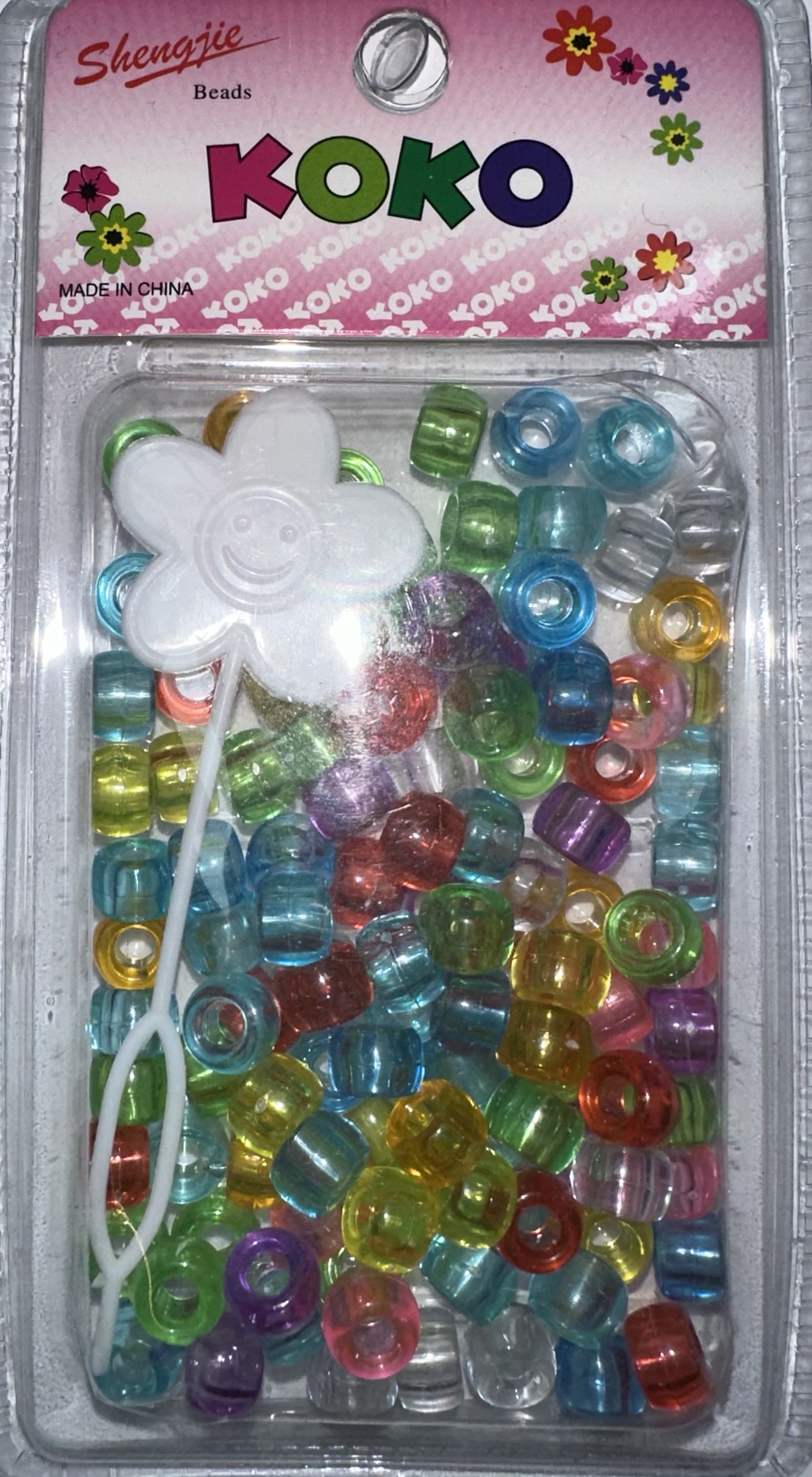 Perles rondes transparents multicolore petite