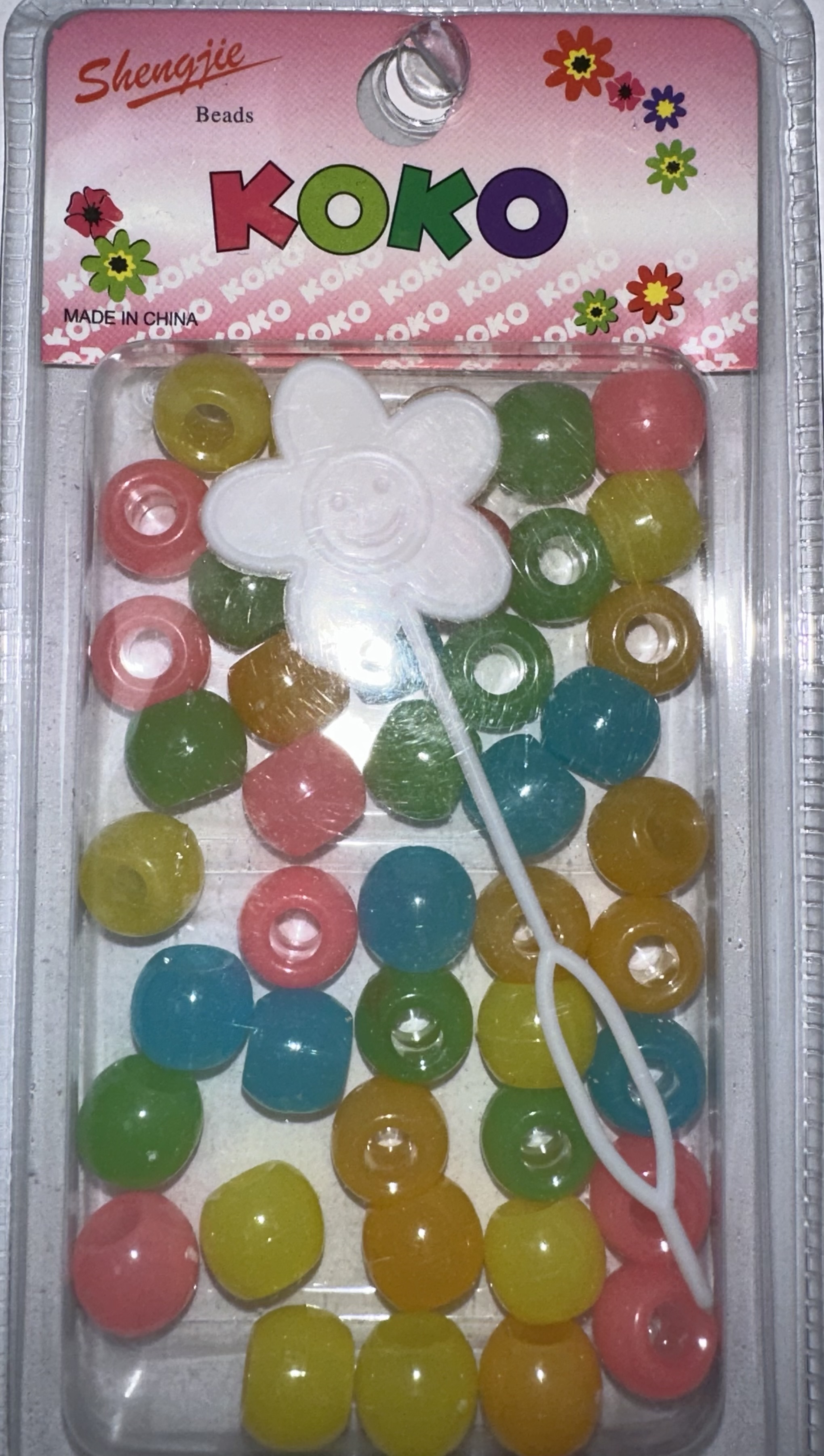 perles rondes vert rose bleu jaune grand