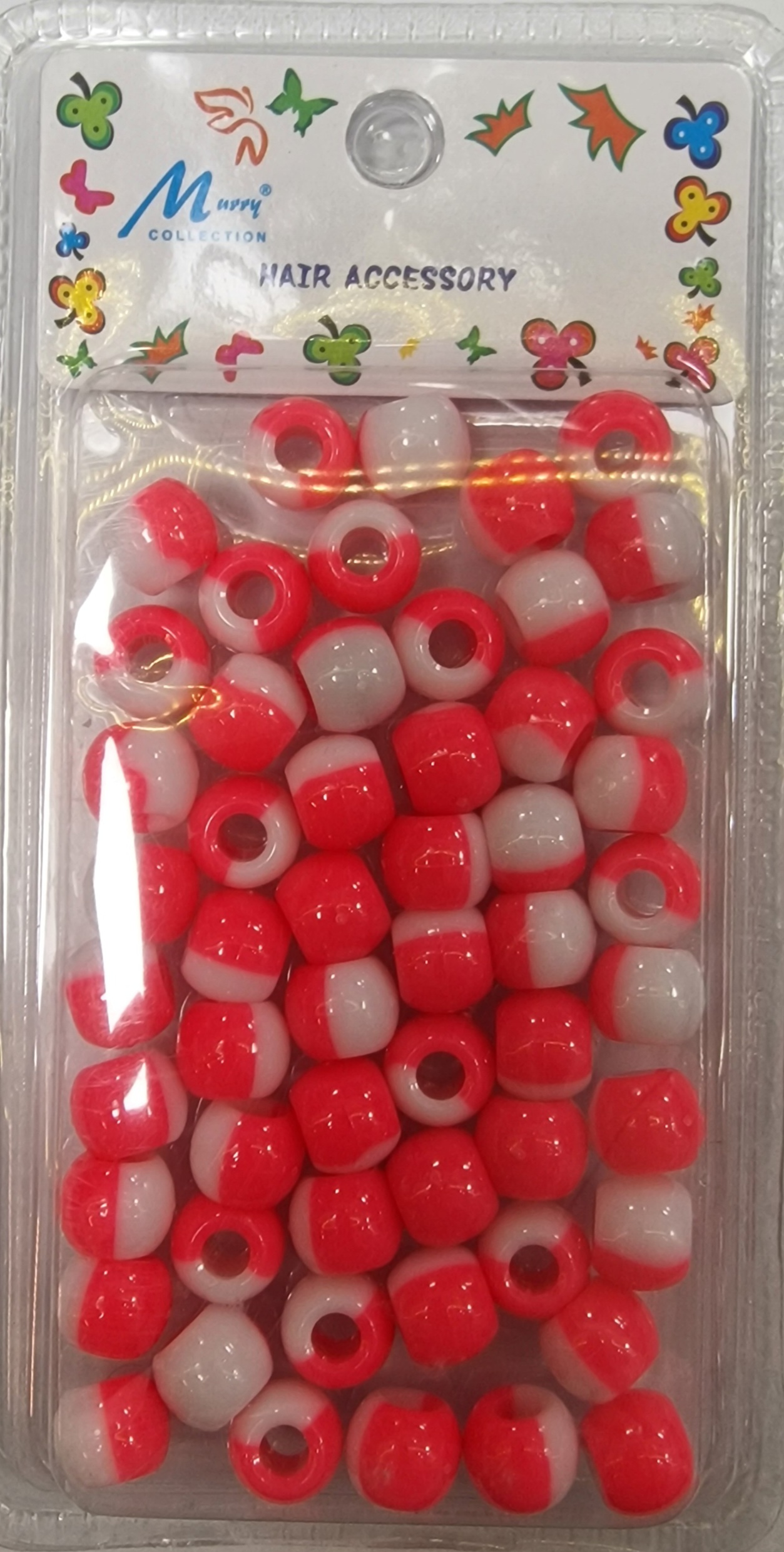 Perles rondes bicolore blanc et rose