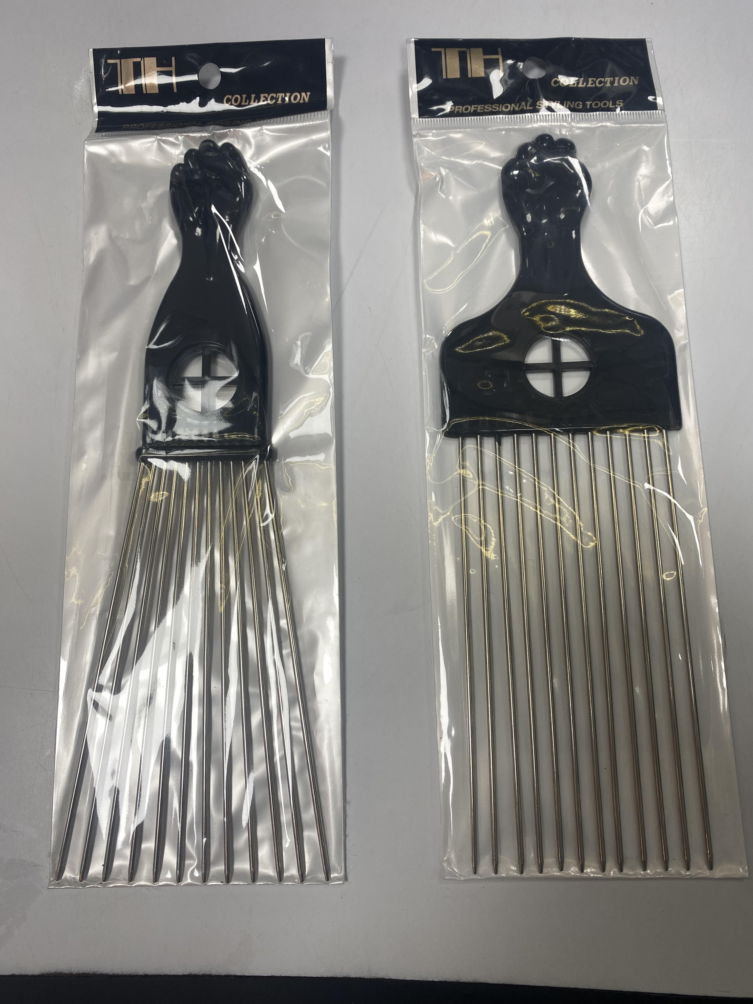 Th Peigne Afro En Metal Avec Long Dents # Noir