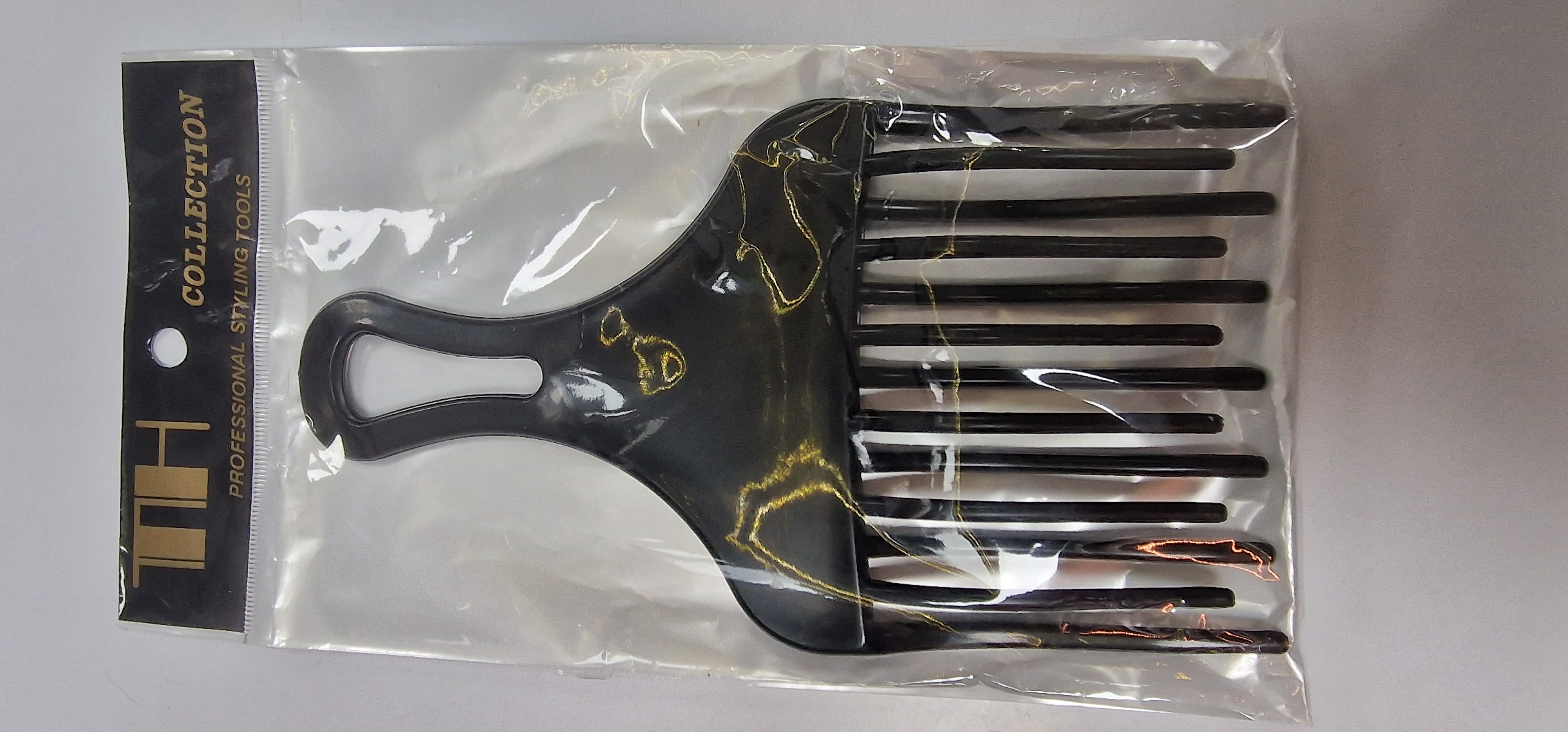 Th Peigne Afro En Plastique Avec Grosse Dents # Noir