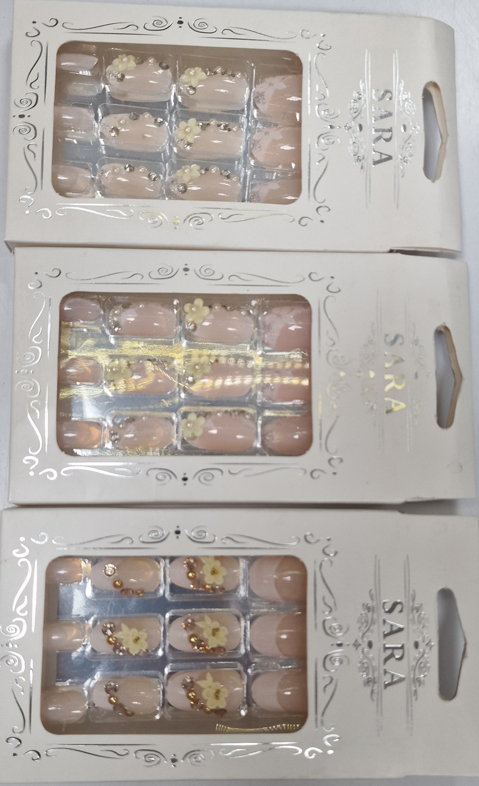 Sara Faux Ongle # Multicolor Avec Fleur