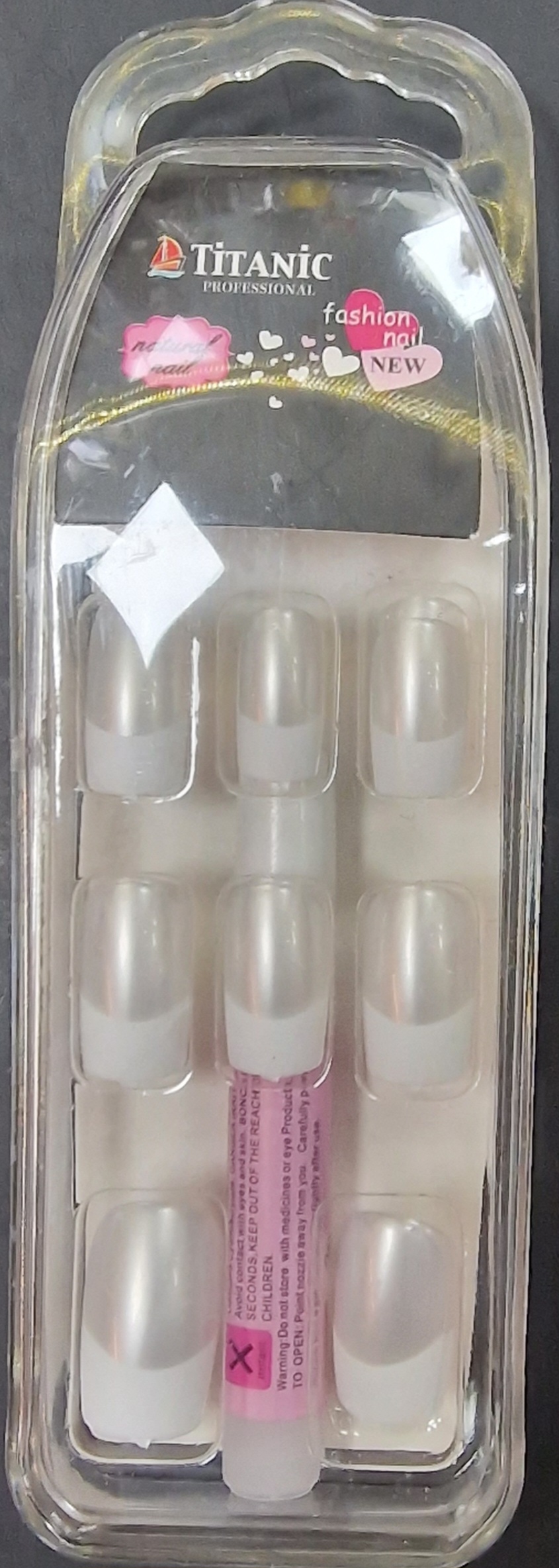 Titanic Faux Ongle Avec Colle # Transparent French Manicure