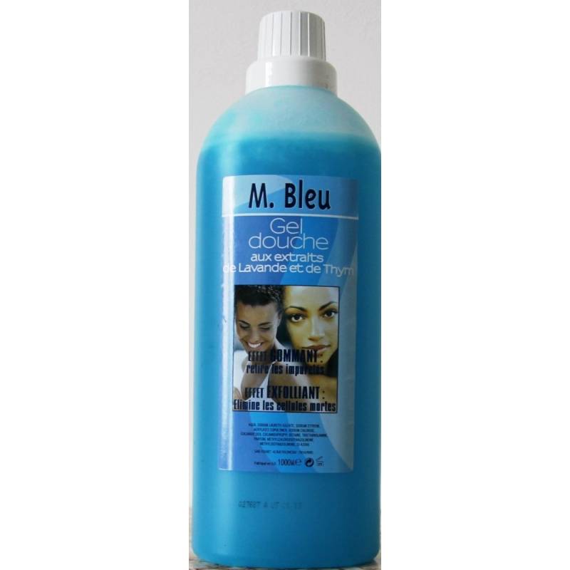 M bleu gel douche gomm 1000ml