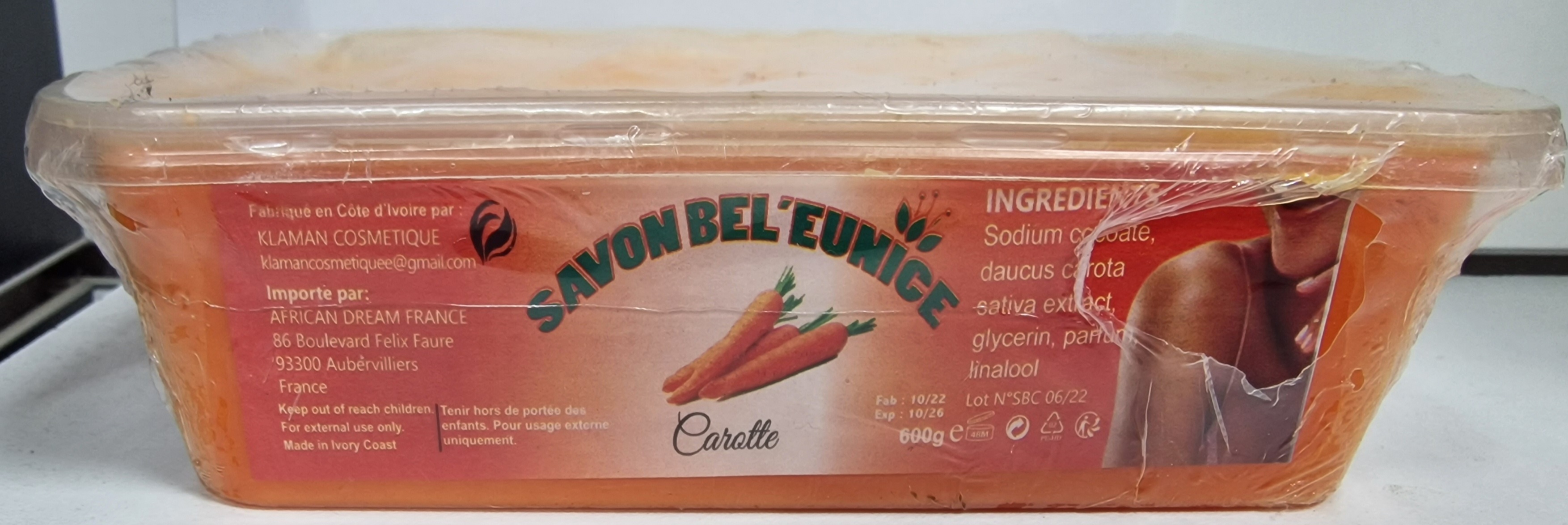 Savon beleunice carotte 600g