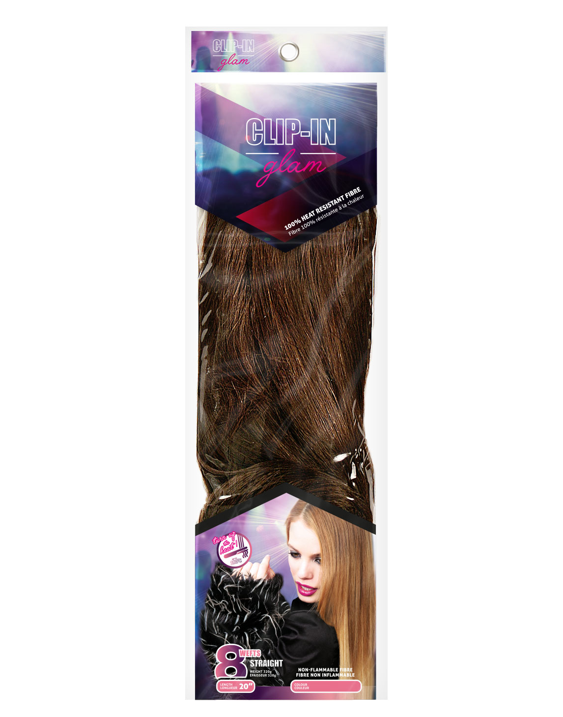 CLIP IN 8 PIECE STRAIGHT 20\ COLOR 2\/10STK