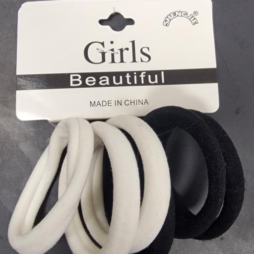 Shengjie Girls Beautiful Chouchous Moyenne 6pcs # Noir Et Blanc