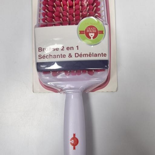Crazy Pouss Brosse 2 En 1 Sechante Et Demelante # Blanc Et Rose