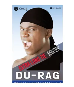 Extra Long Tie Durag Noir # 001
